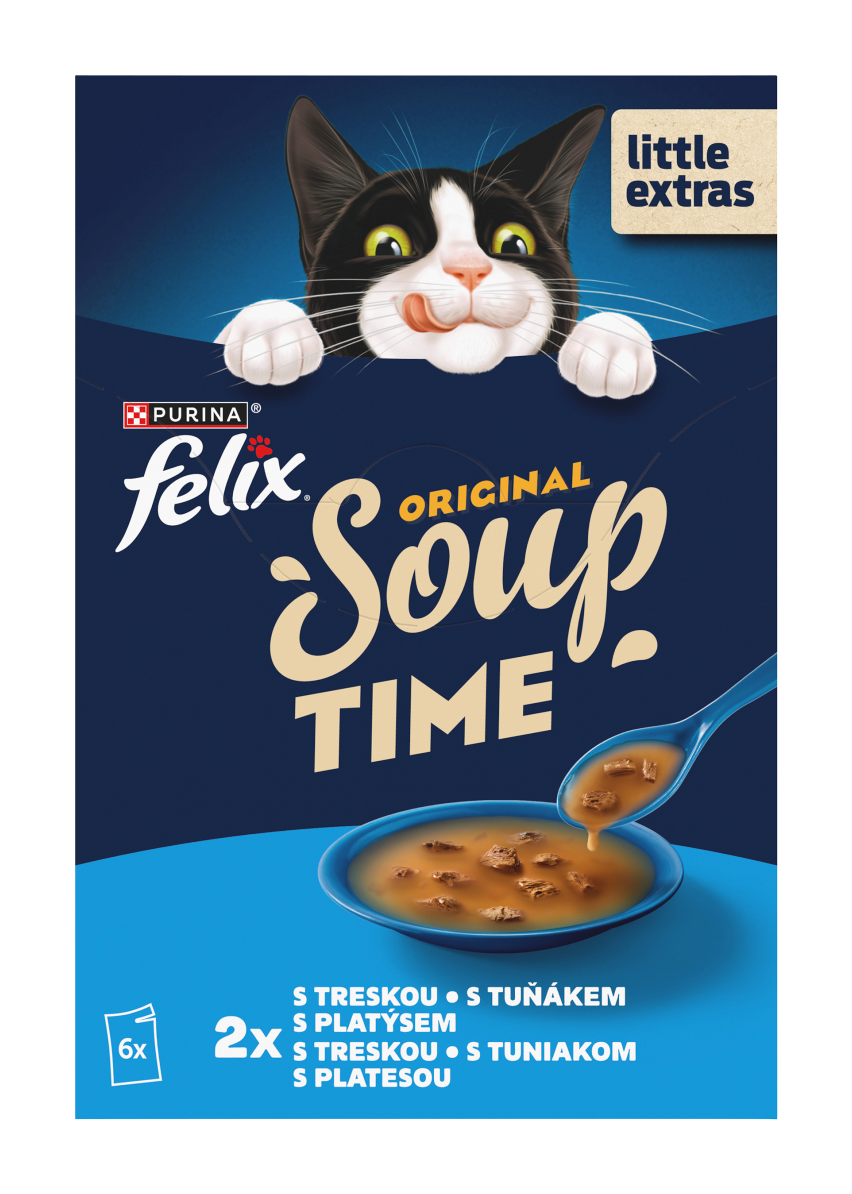 Polévky pro kočky treska, tuňák, platýs 6 x 48g