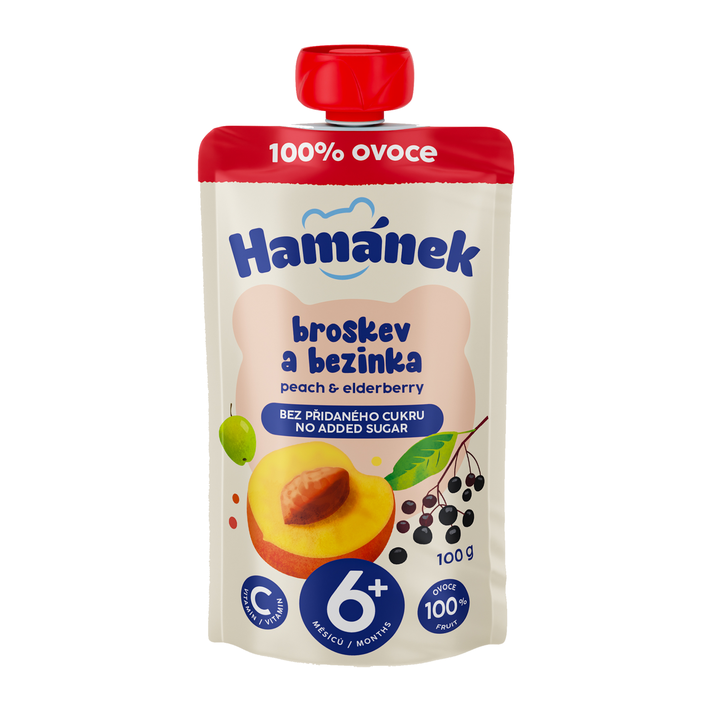 Ovocná kapsička broskev, bezinka, jablko 