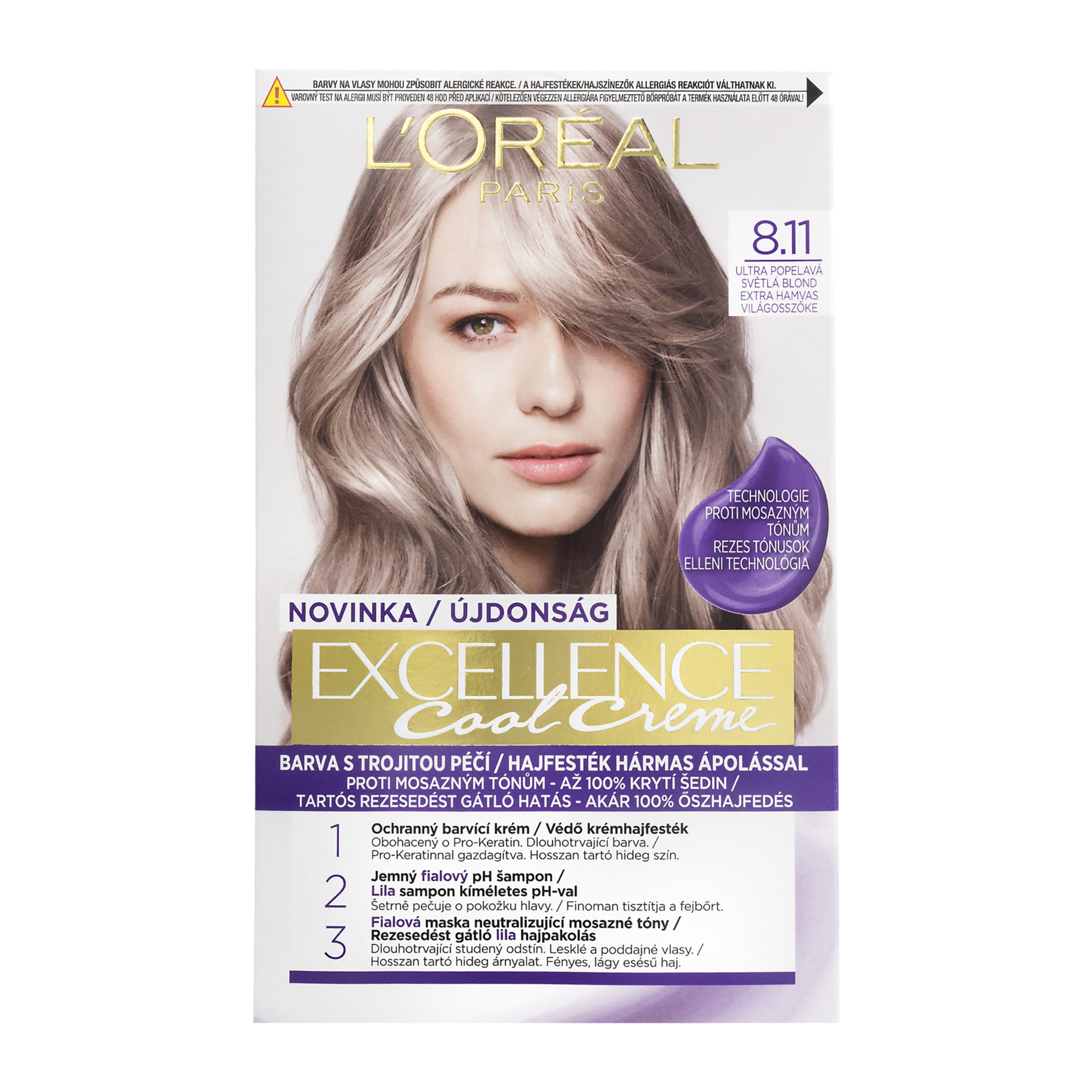 Barva na vlasy Excellence Cool Creme 8.11 ultra popelavá světlá blond