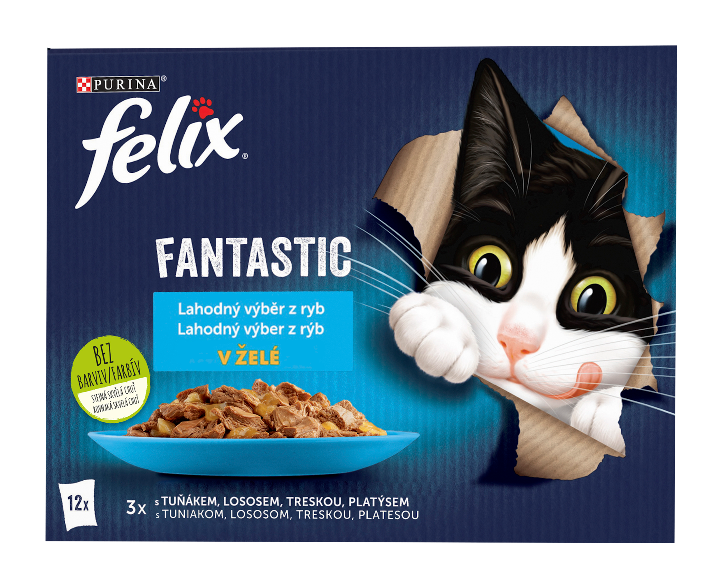 Kapsička pro kočky Fantastic výběr s lososem, platýsem, s tuňákem, s treskou multipack 12x 85 g