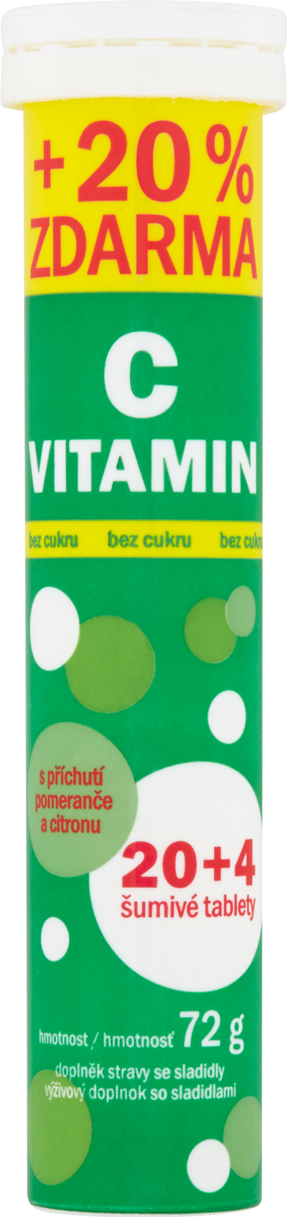 Vitar Šumivé tablety vitamin C s příchutí pomeranče a citronu, doplněk stravy 24 ks