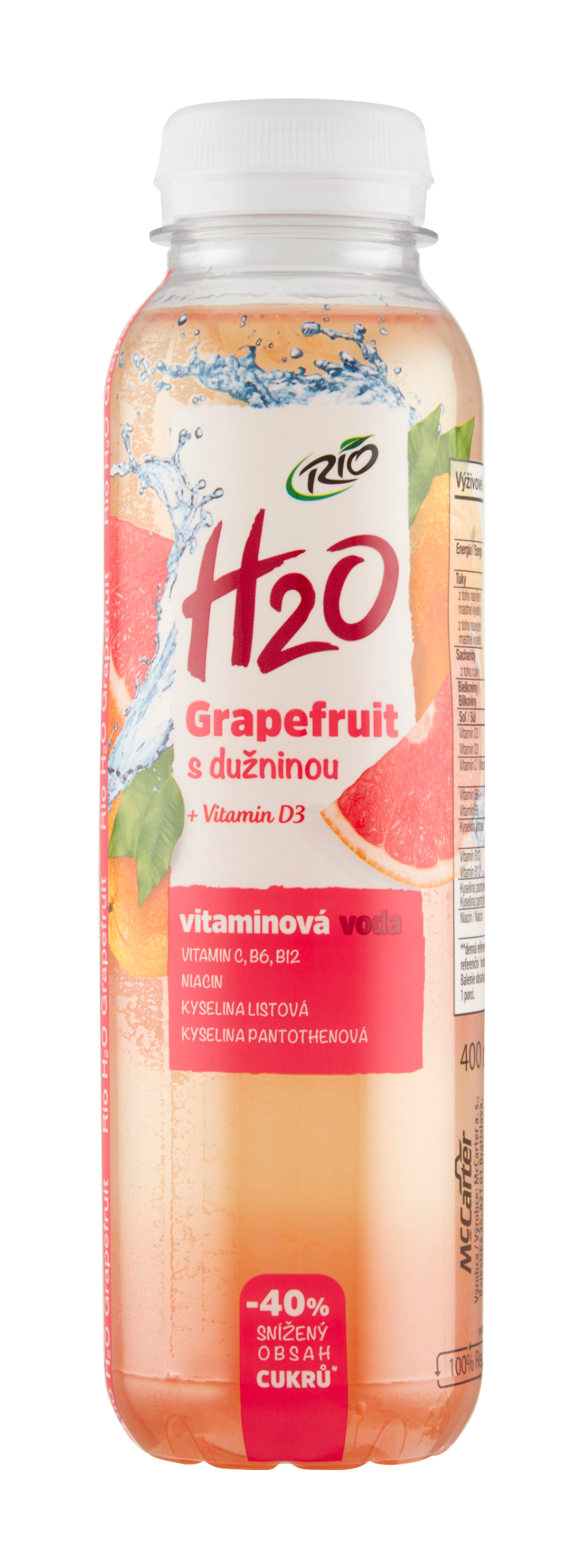 Vitamínová voda grapefruit s dužninou H2O