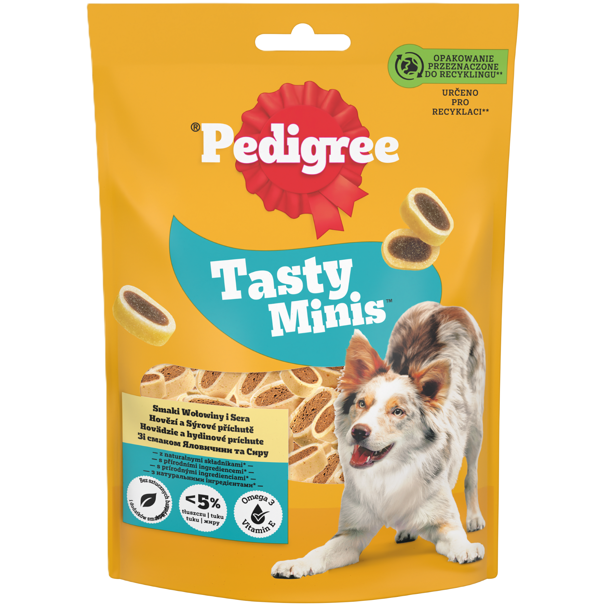 Kousky se sýrovou a hovězí příchutí Tasty Minis 