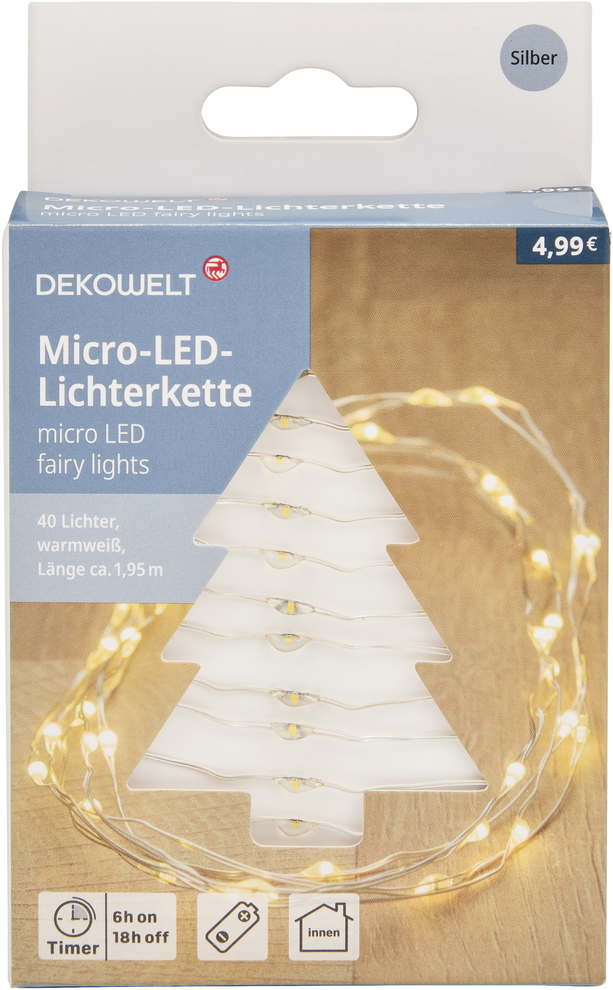 LED Micro řetěz 2,25 m stříbrný