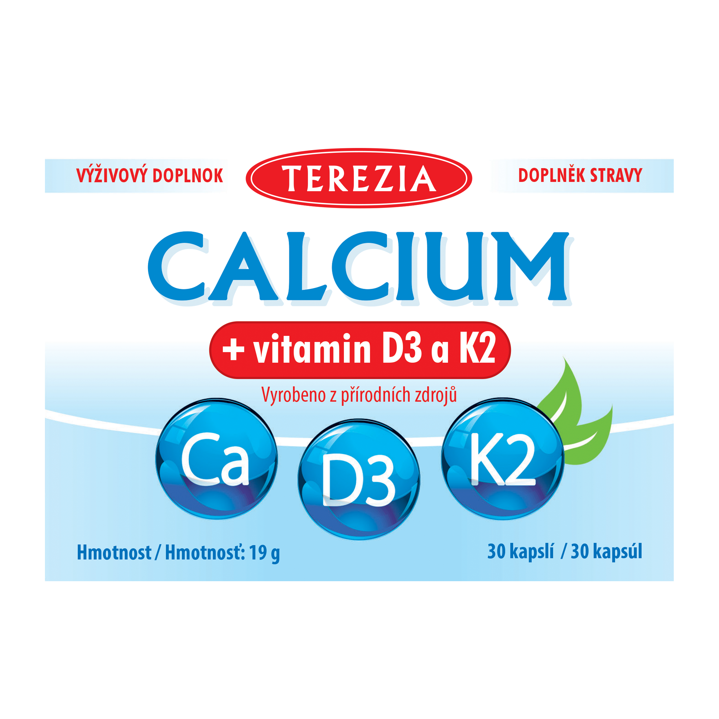 Calcium + D3 a K2, doplněk stravy