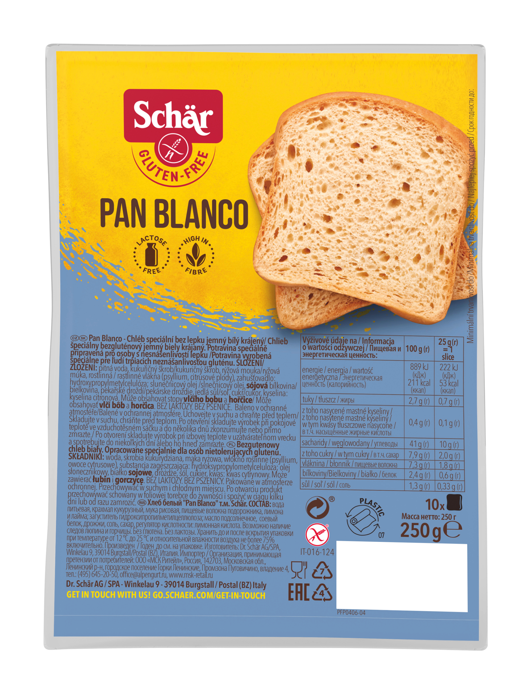 Chléba Pan Blanco krájený bez lepku