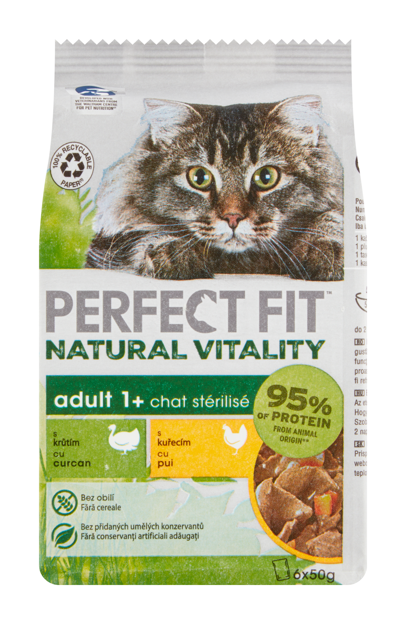 Natural Vitality Adult 1+ s krůtím a kuřecím 6 x 50g (300g)