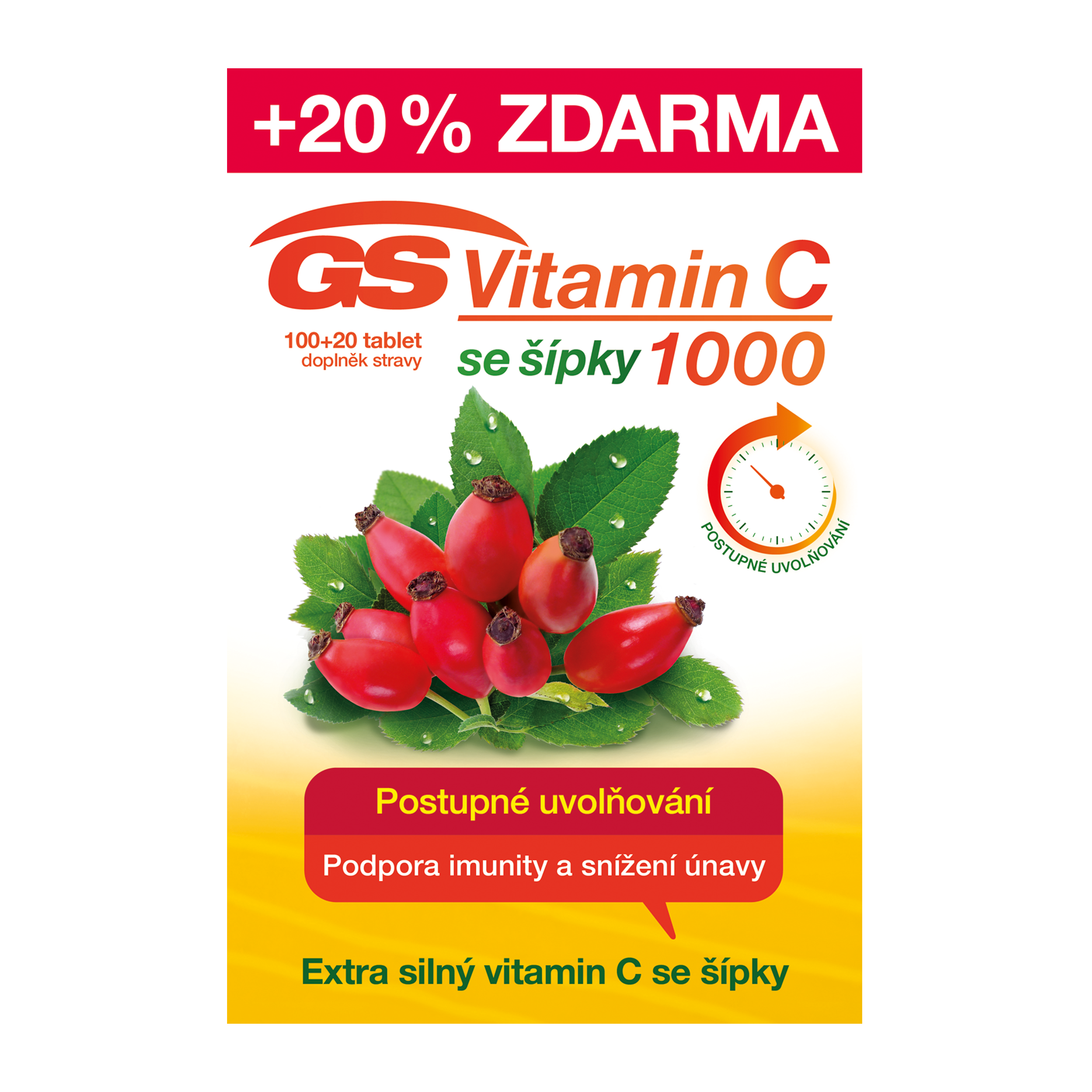 Vitamin C 1000+ šípky, doplněk stravy