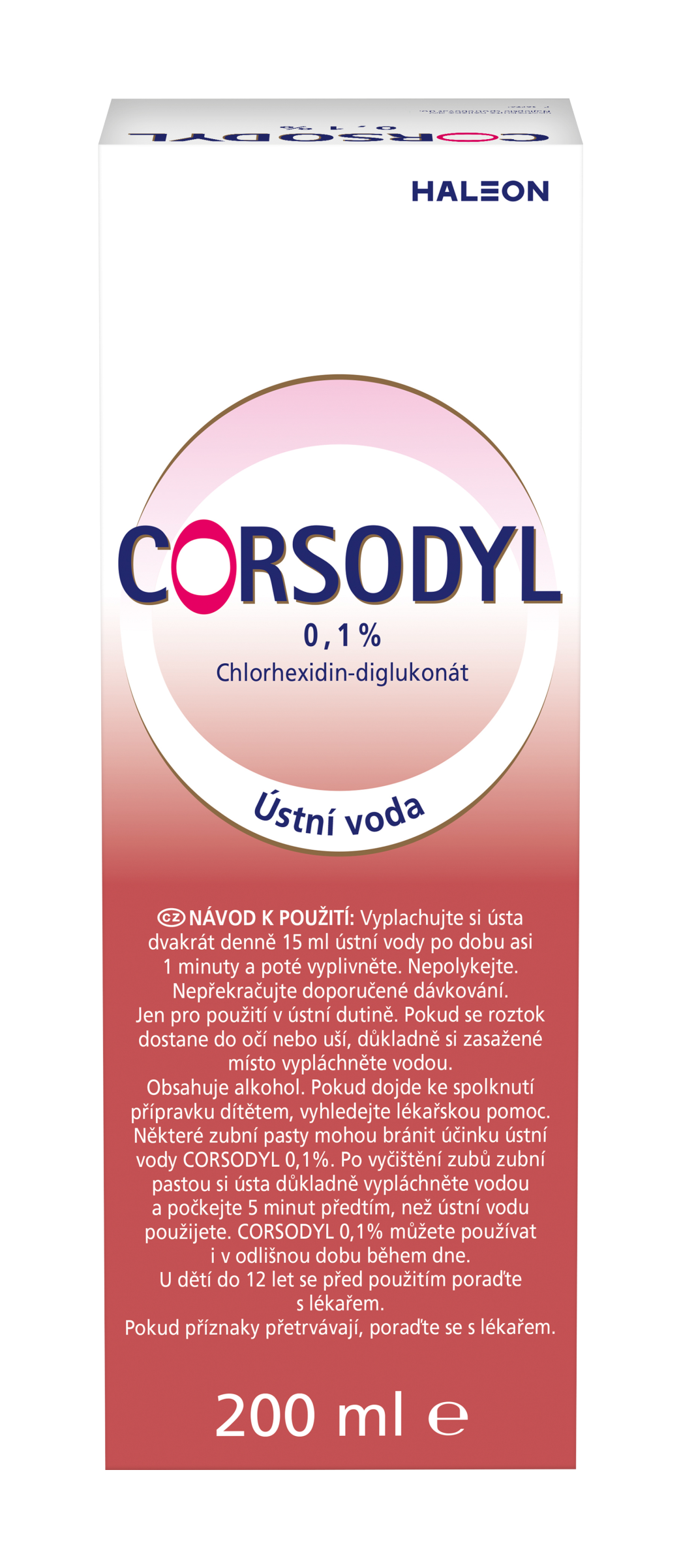 Corsodyl Ústní voda na zánět dásní 0,1 % 200 ml