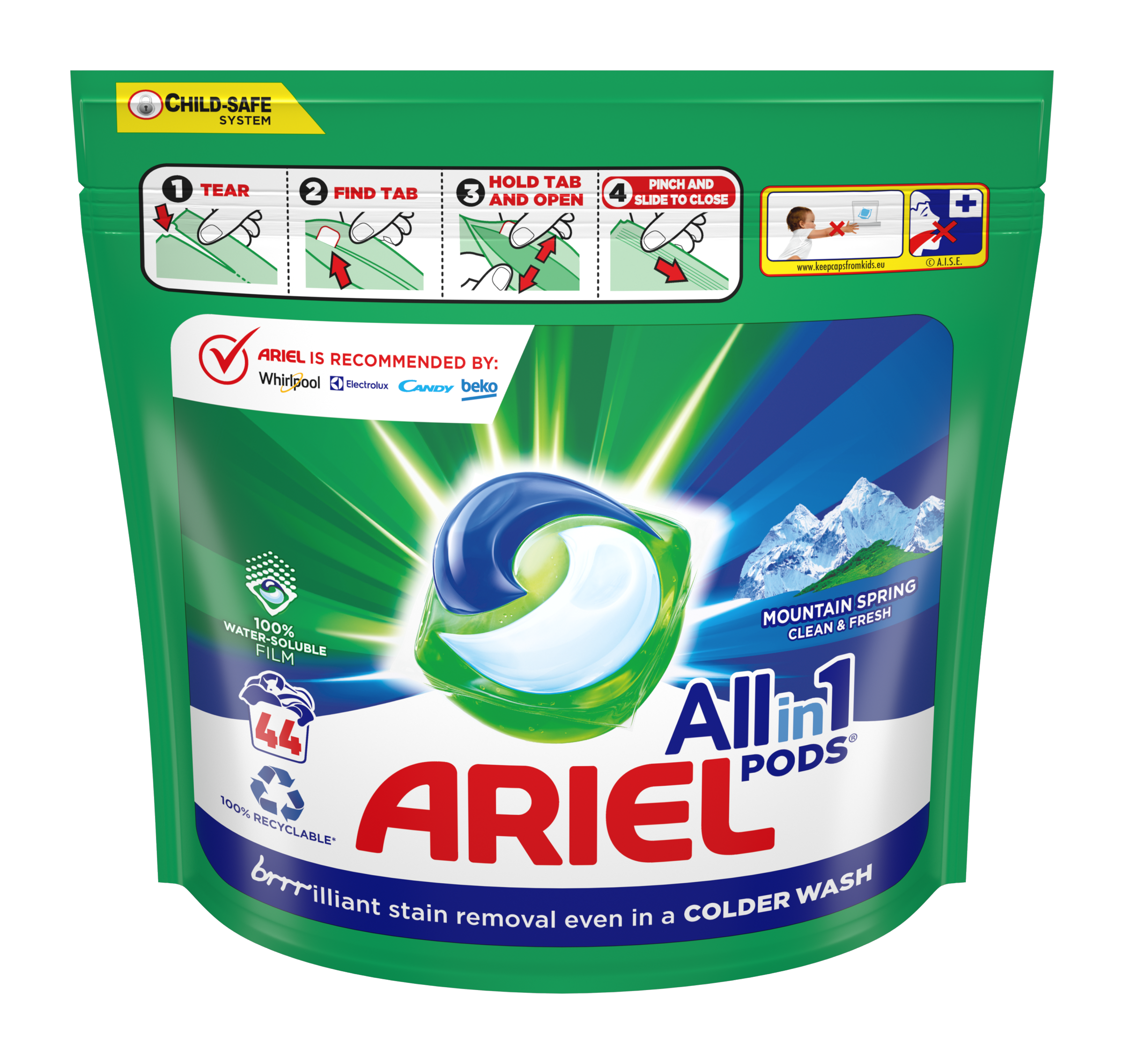 Ariel Kapsle na praní All-in-1 PODS® Mountain Spring  44 pd