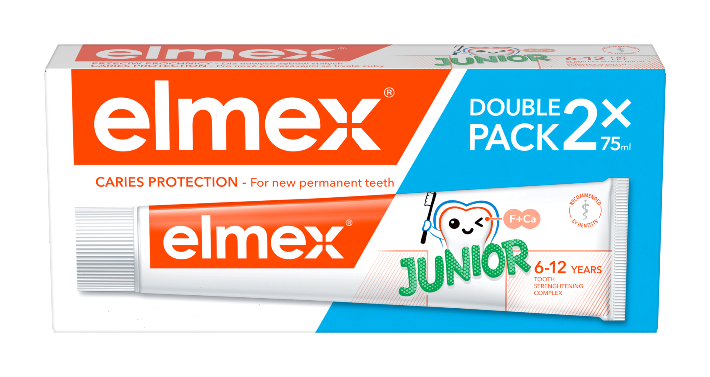elmex Zubní pasta Junior pro děti ve věku 6-12 let duopack 2x 75 ml 150 ml