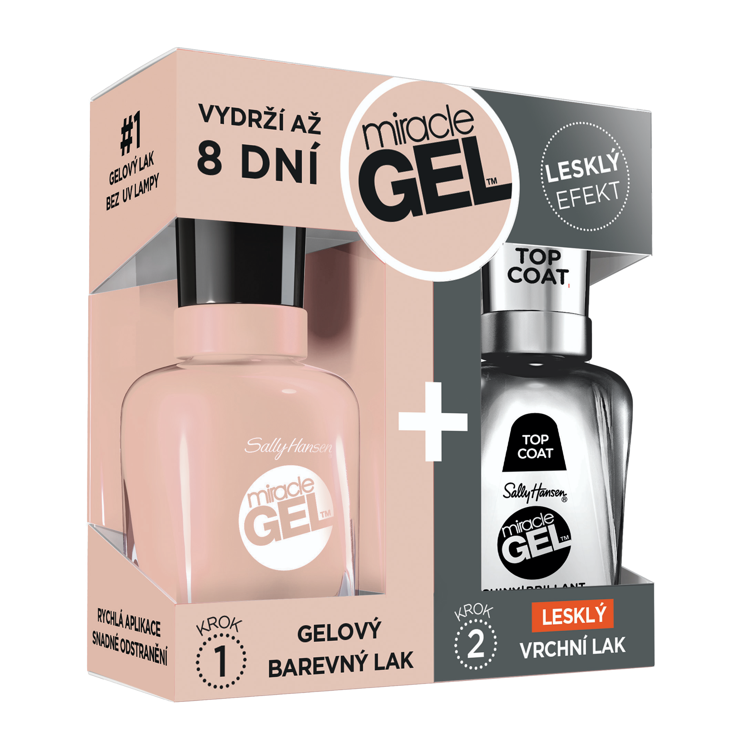 Laky na nehty Miracle Gel 187 + lesklý Top Coat duopack