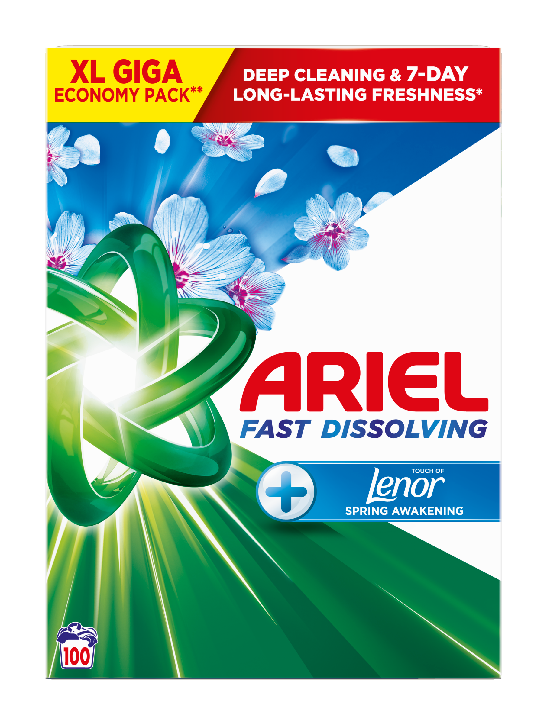 Ariel Prací prášek + Touch of Lenor Fresh Air 100 pd 5,5 kg