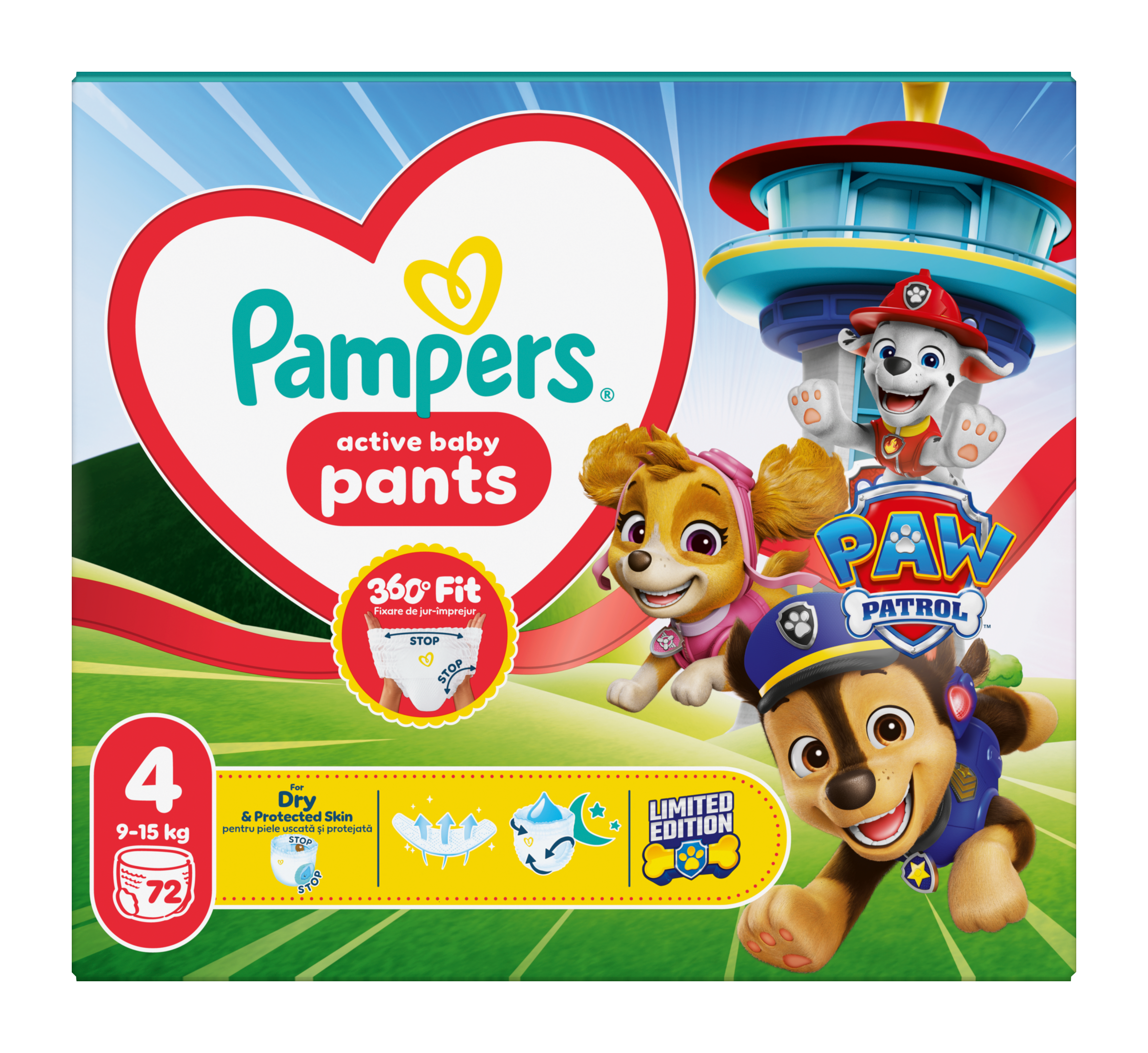 Plenkové kalhotky Active Baby, 9–15 kg, vel. 4, Tlapková Patrola