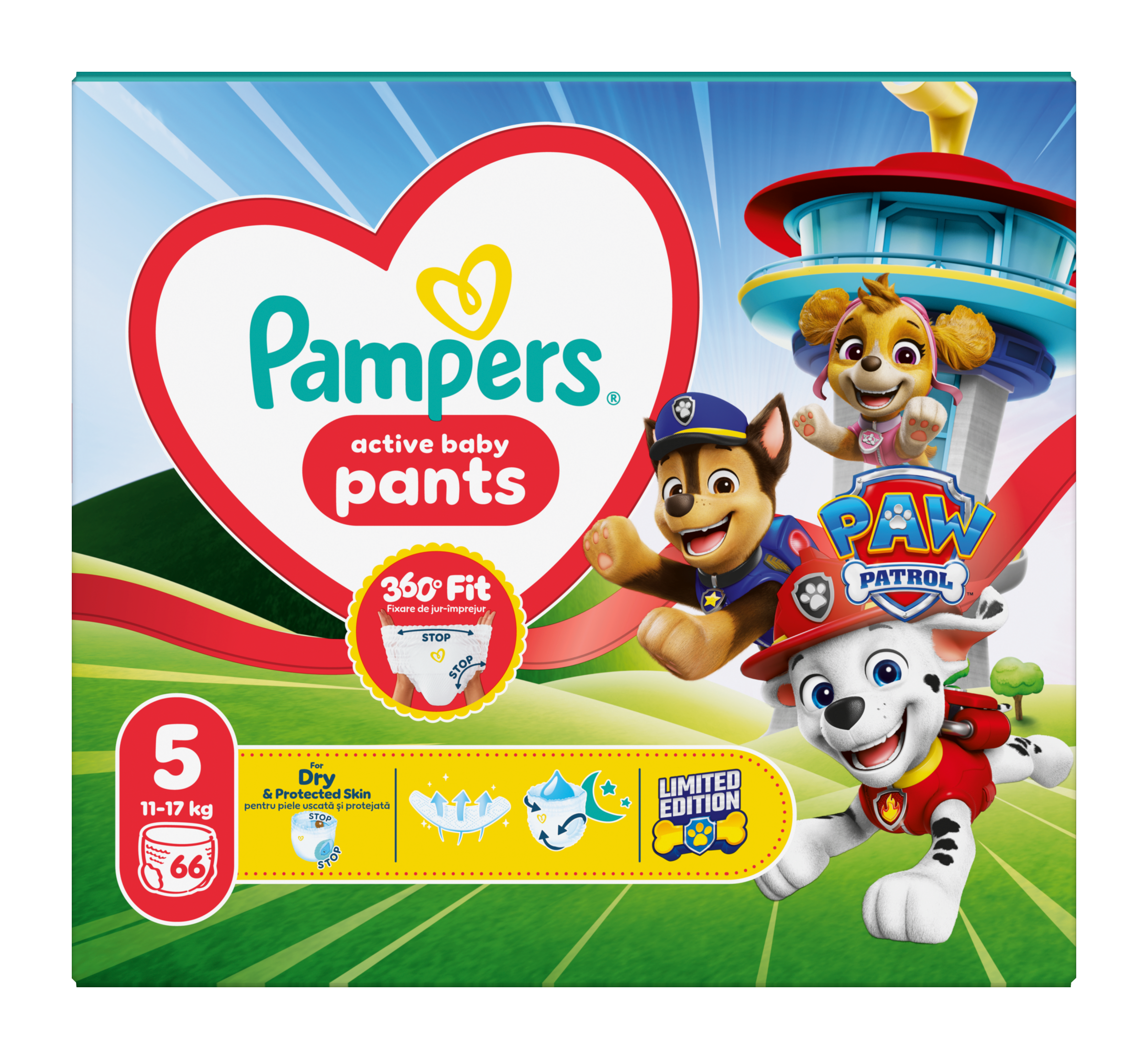 Plenkové kalhotky Baby-Dry Tlapková Patrola, 12–17 kg, vel. 5