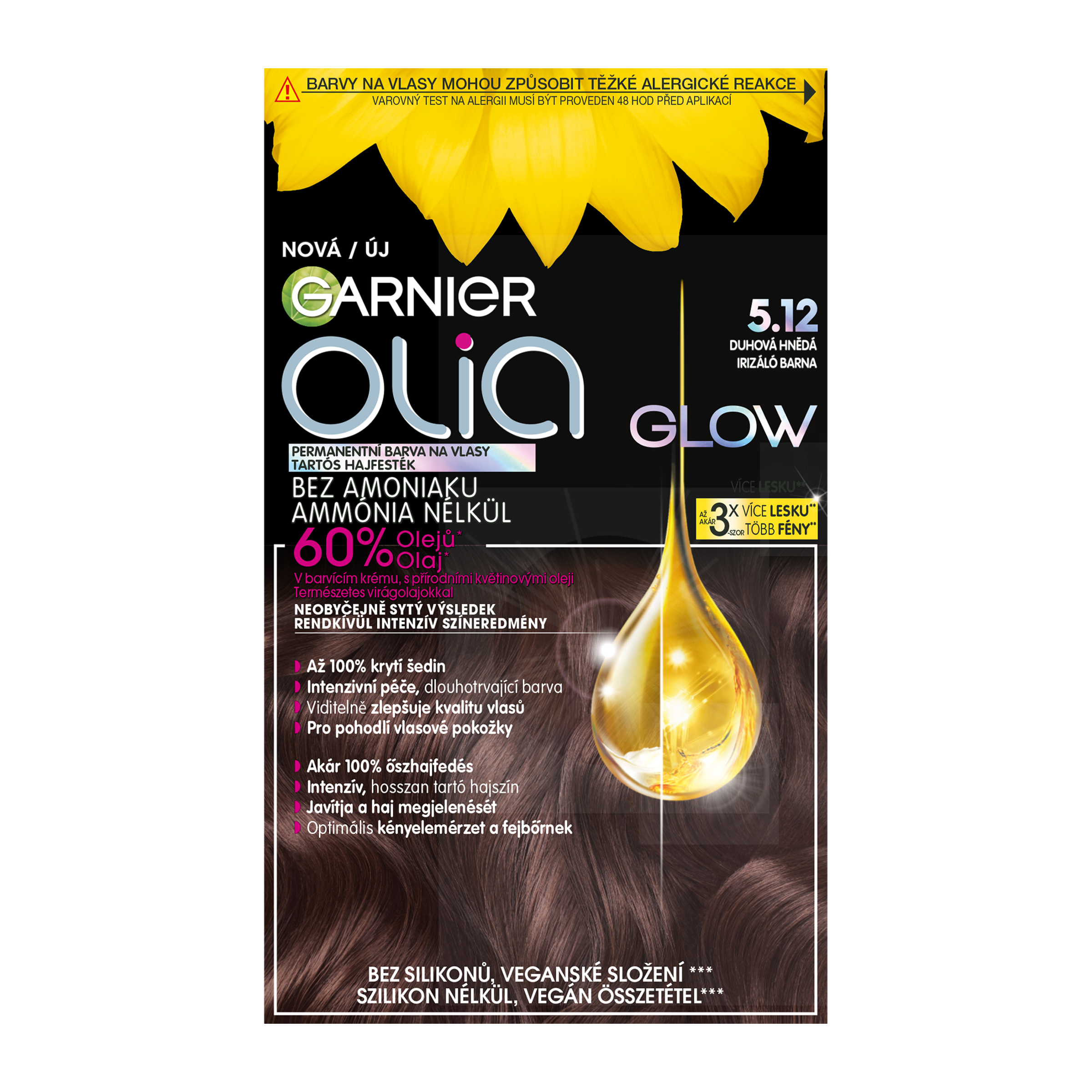 Permanentní barva na vlasy Olia Glow 5.12 hnědá