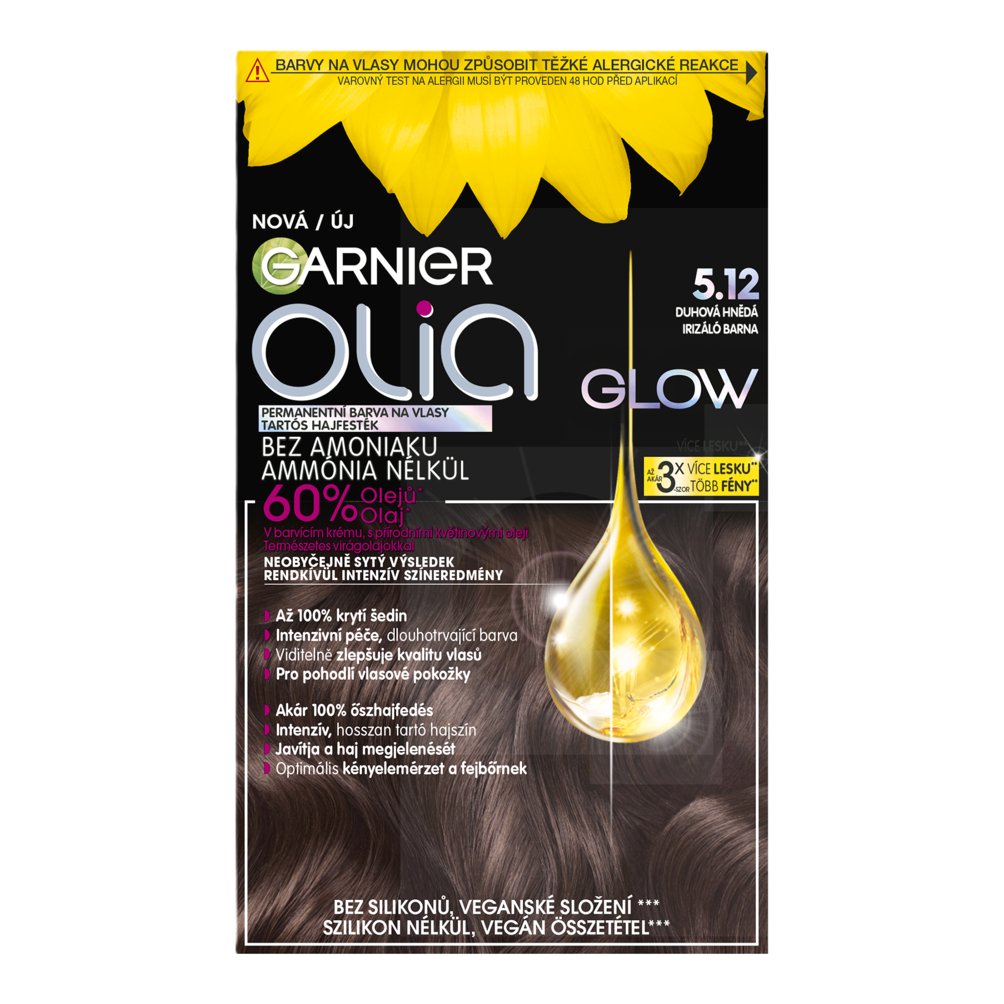Permanentní barva na vlasy Olia bez amoniaku Glow 5.12 duhová hnědá
