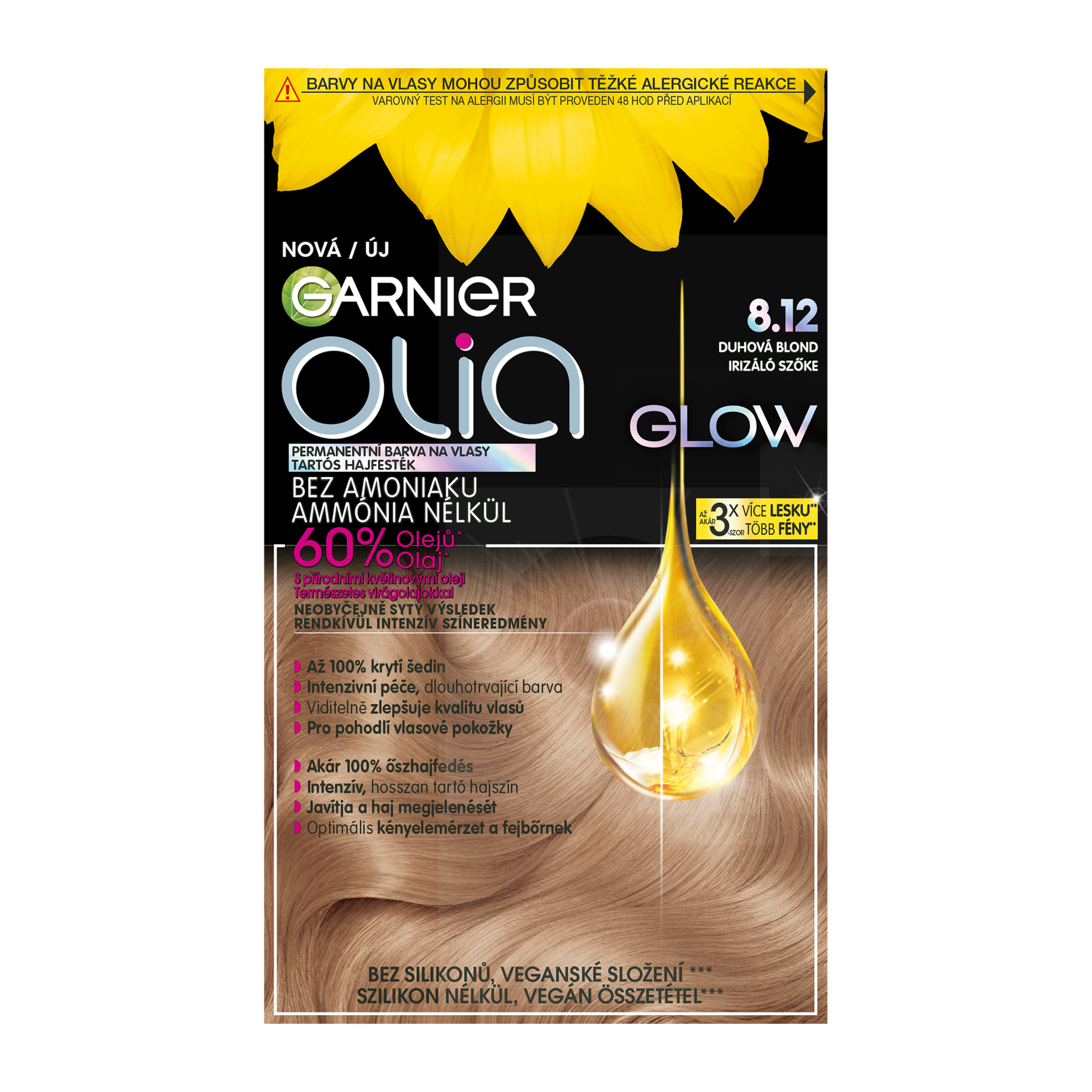 Permanentní barva na vlasy Olia Glow 8.12 Duhová blond