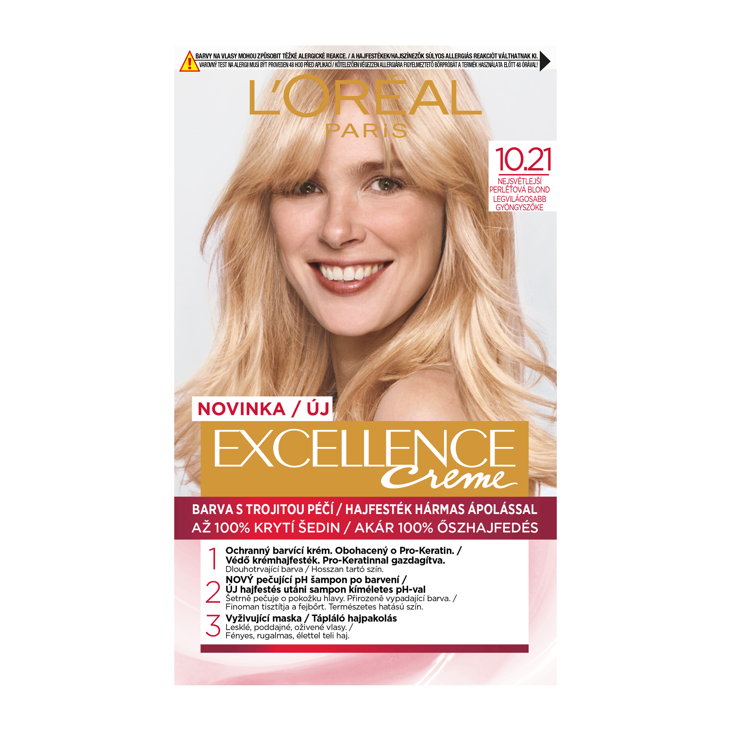 Barva na vlasy Excellence Creme 10.21 nejsvětlejší perleťová blond 