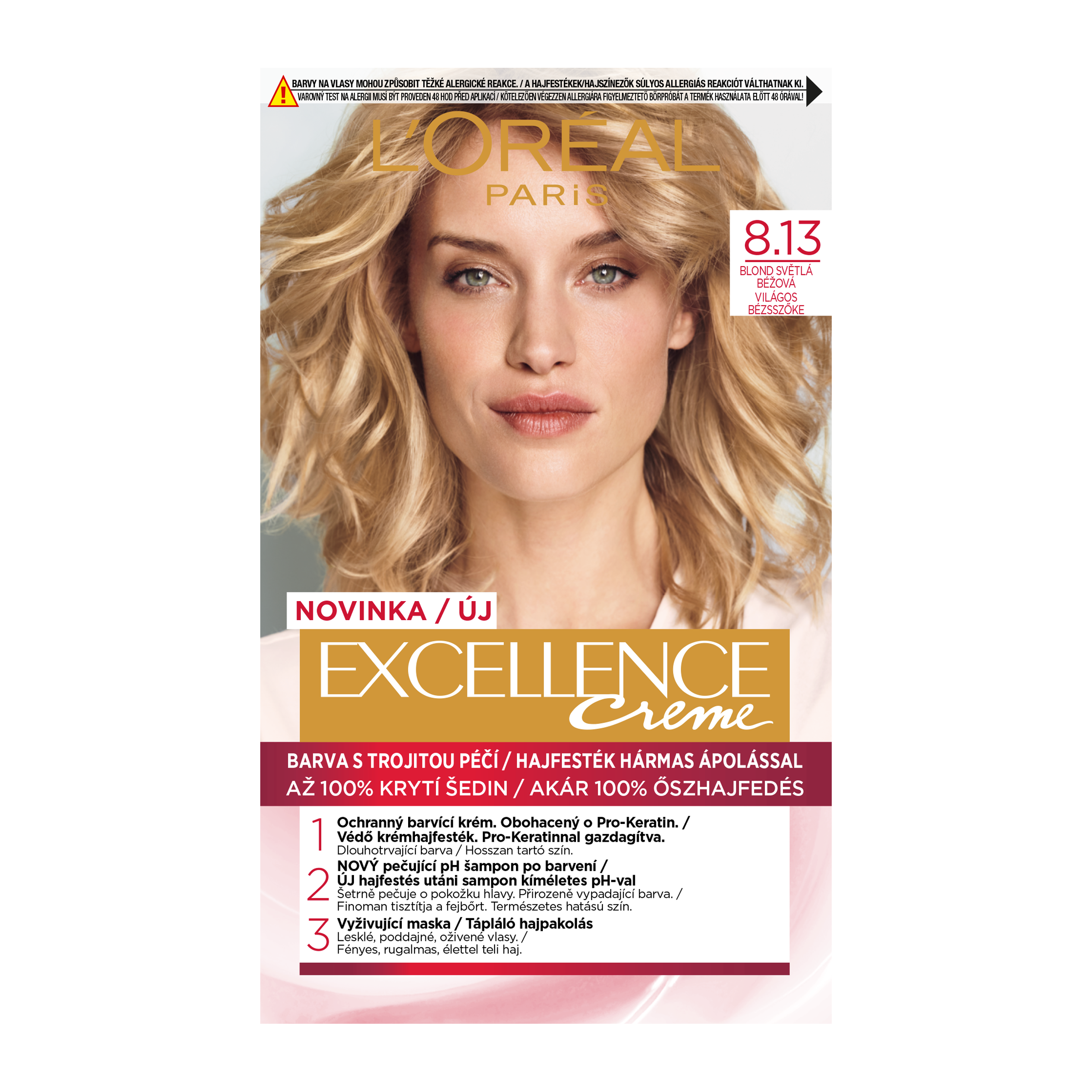 Barva na vlasy Excellence Creme 8.13 blond světlá béžová