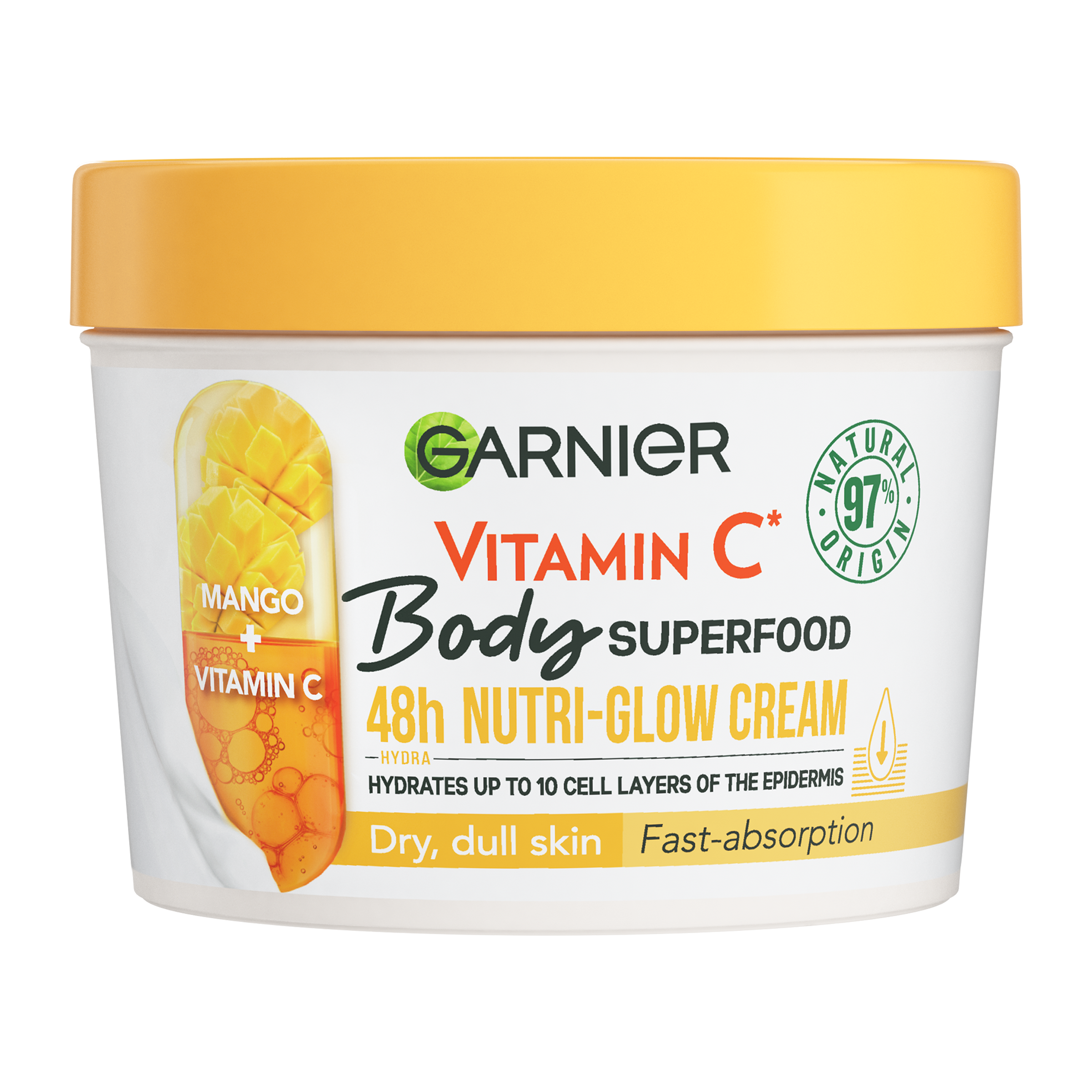 Tělový krém Body Food Glow Cream na rozjasnění pokožky Mango + Vitamin C