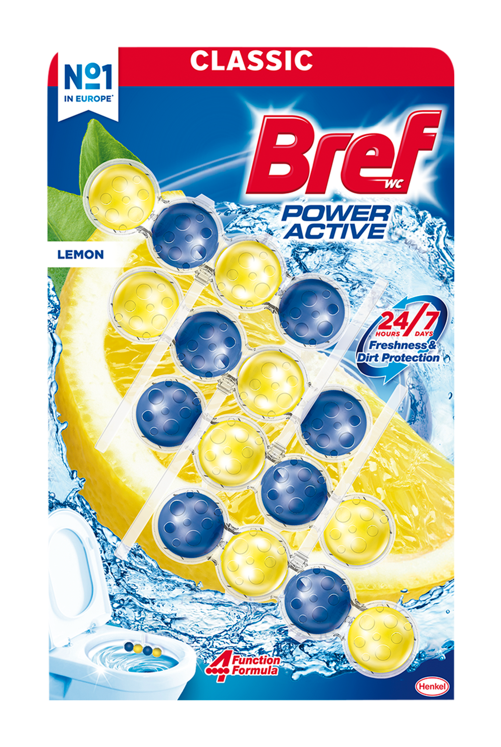 Tuhý WC blok Power Aktiv Lemon 4 x 50 g