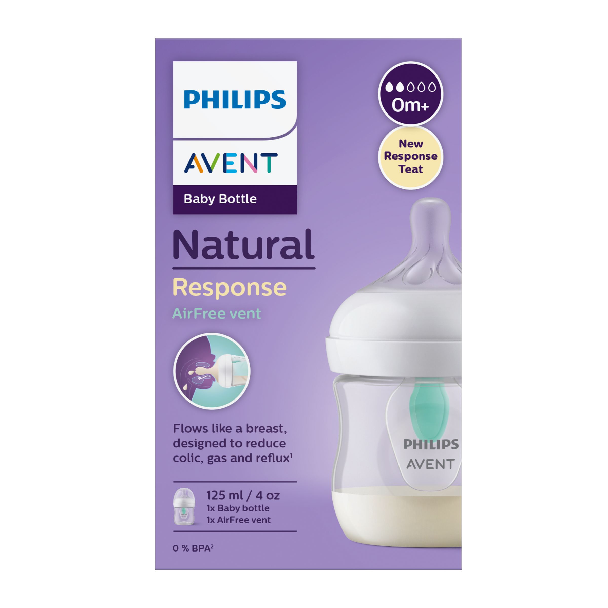 Láhev Natural Response s ventilem AirFree 125 ml, 0m+