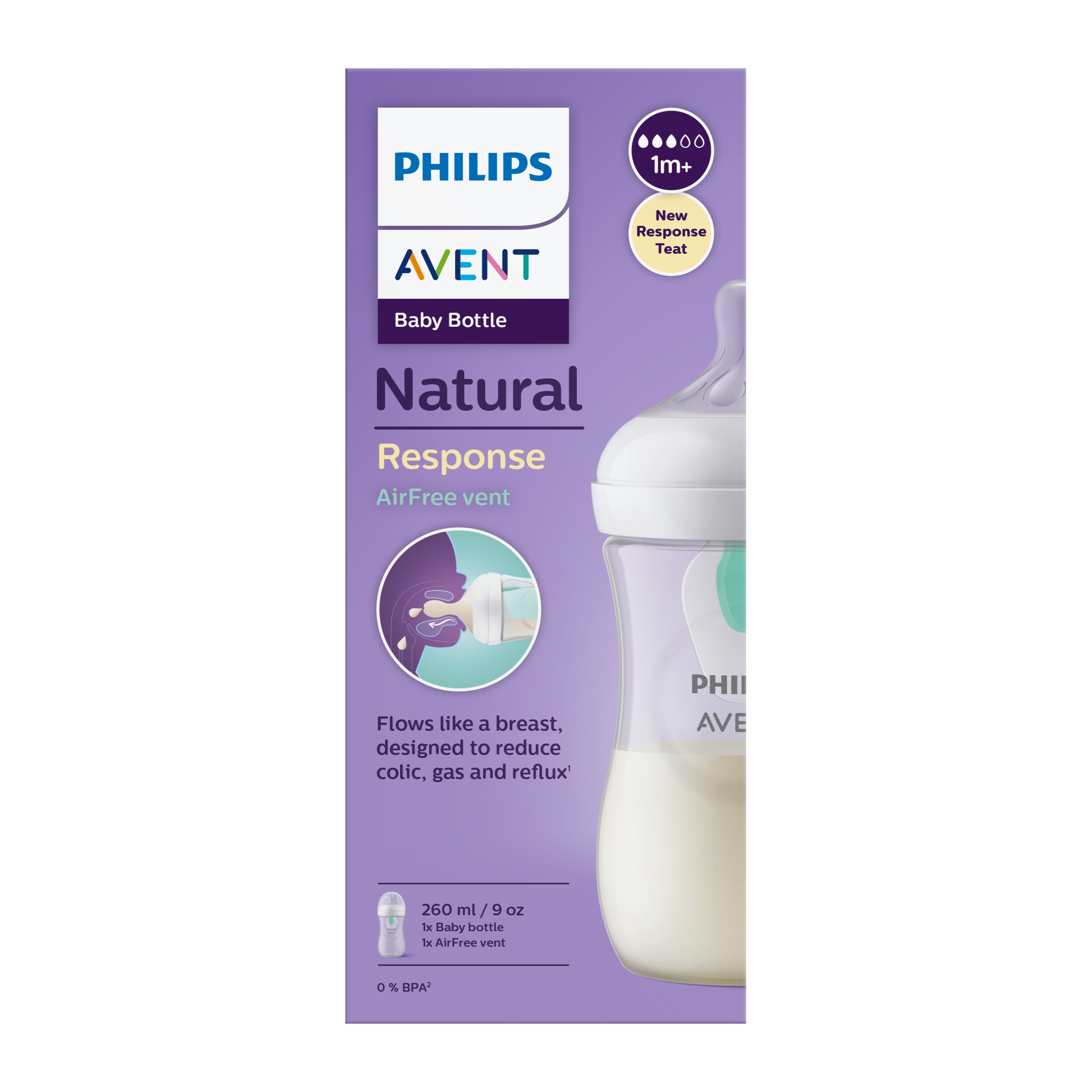 Láhev Natural Response s ventilem AirFree 260 ml, 1m+