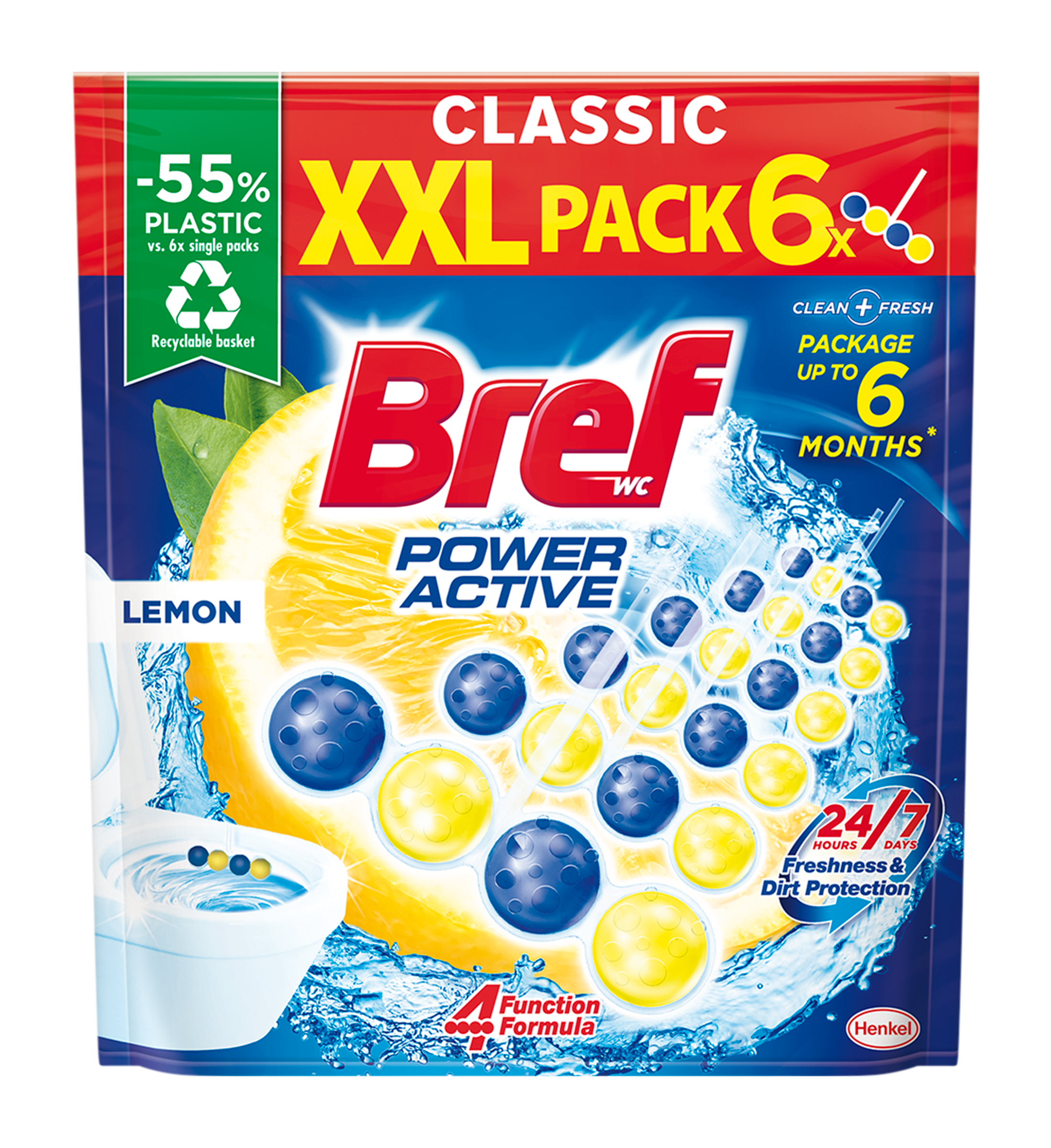 Tuhý WC blok Power Aktiv Lemon  6 x 50 g