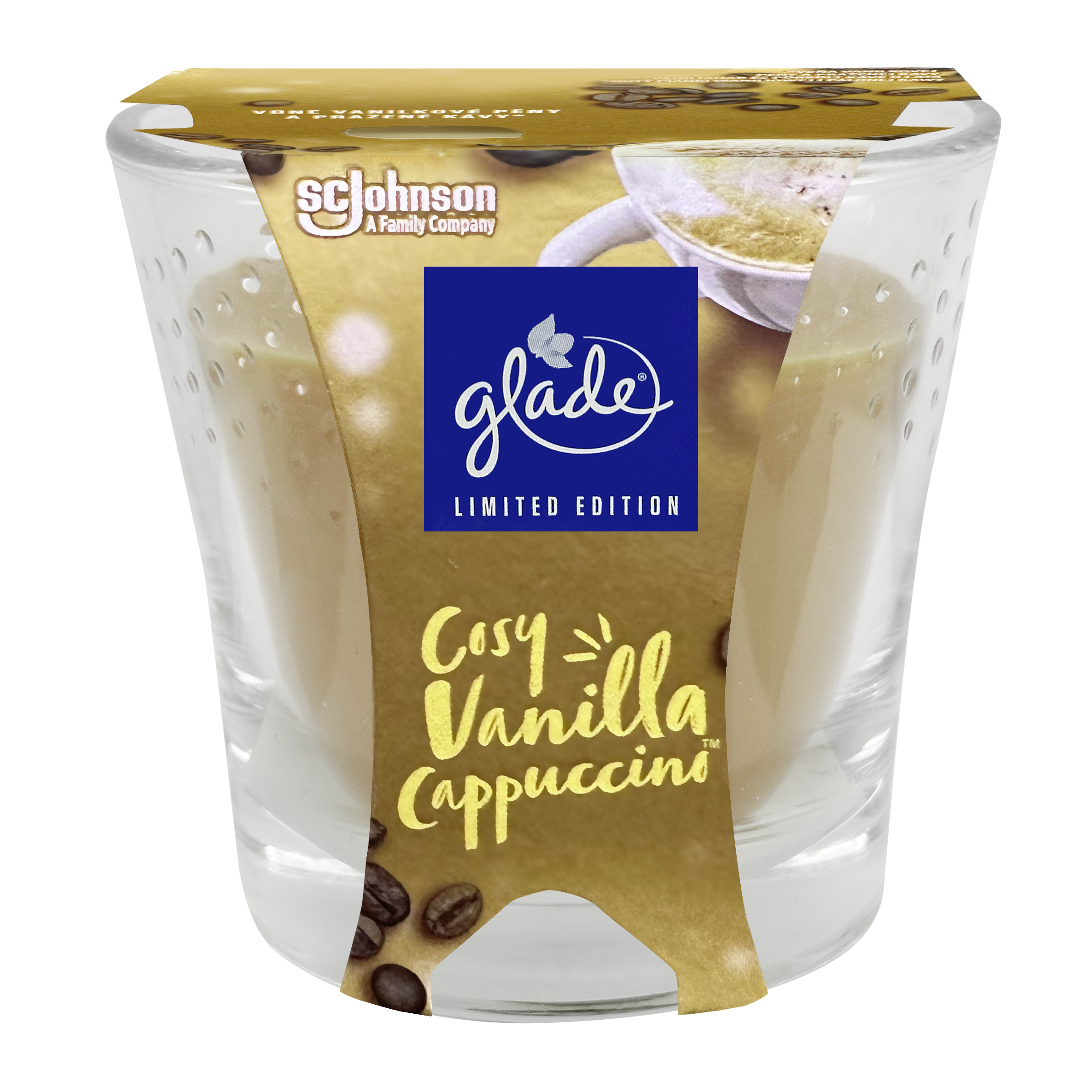 Glade Vonná svíčka Cosy Vanilla Cappuccino