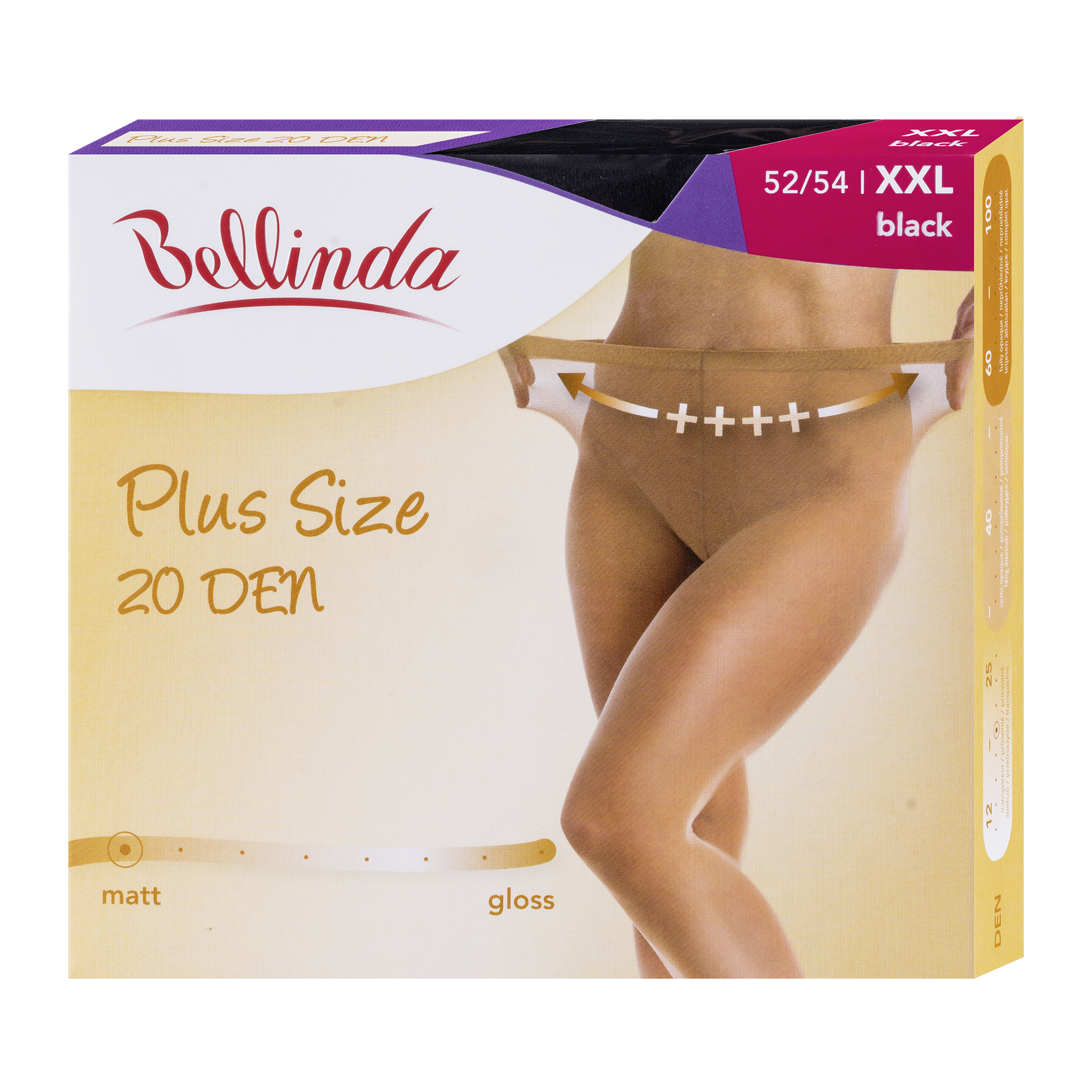 Punčochové kalhoty Plus Size černé 20 DEN vel. XXL