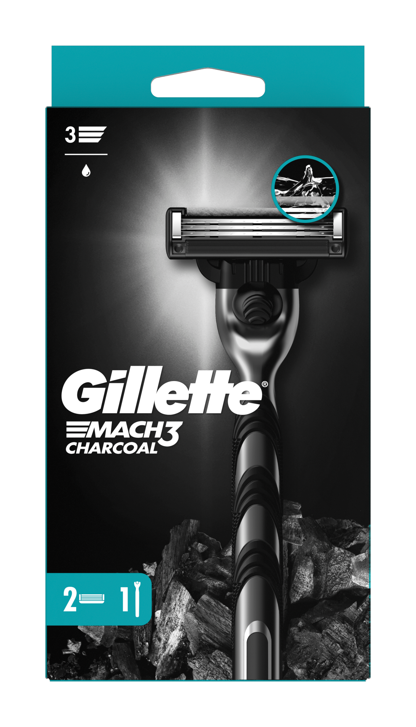 Holicí strojek Gillette Mach3 Charcoal + 1 náhradní hlavice