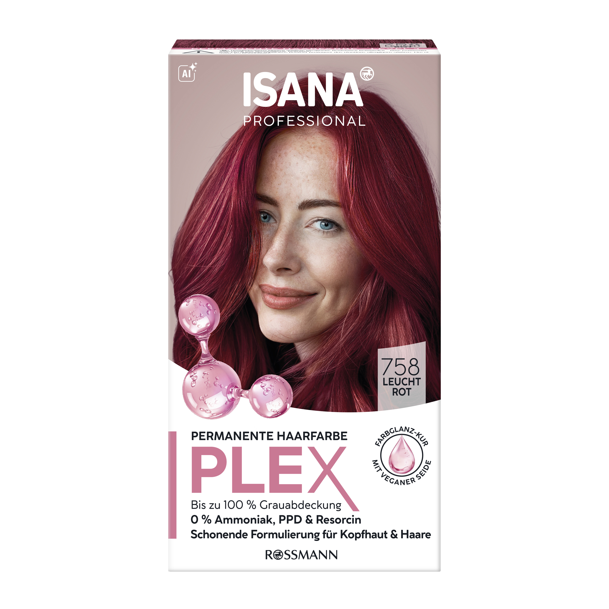 ISANA Professional Barva na vlasy Plex 7.58 zářivě červená