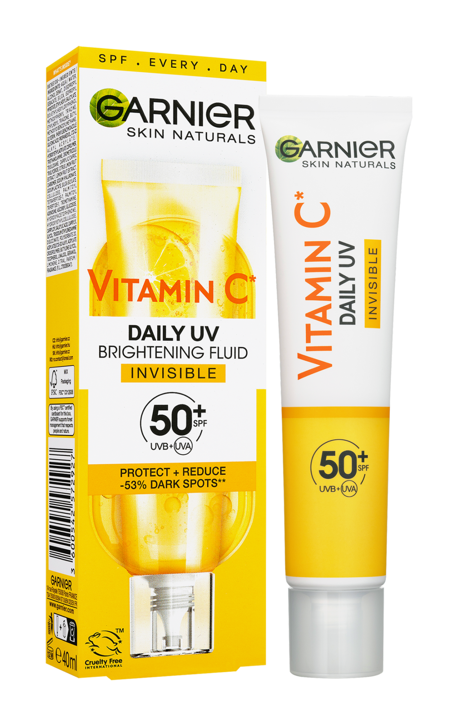 Denní rozjasňující fluid s Vitaminem C SPF 50+ invisible