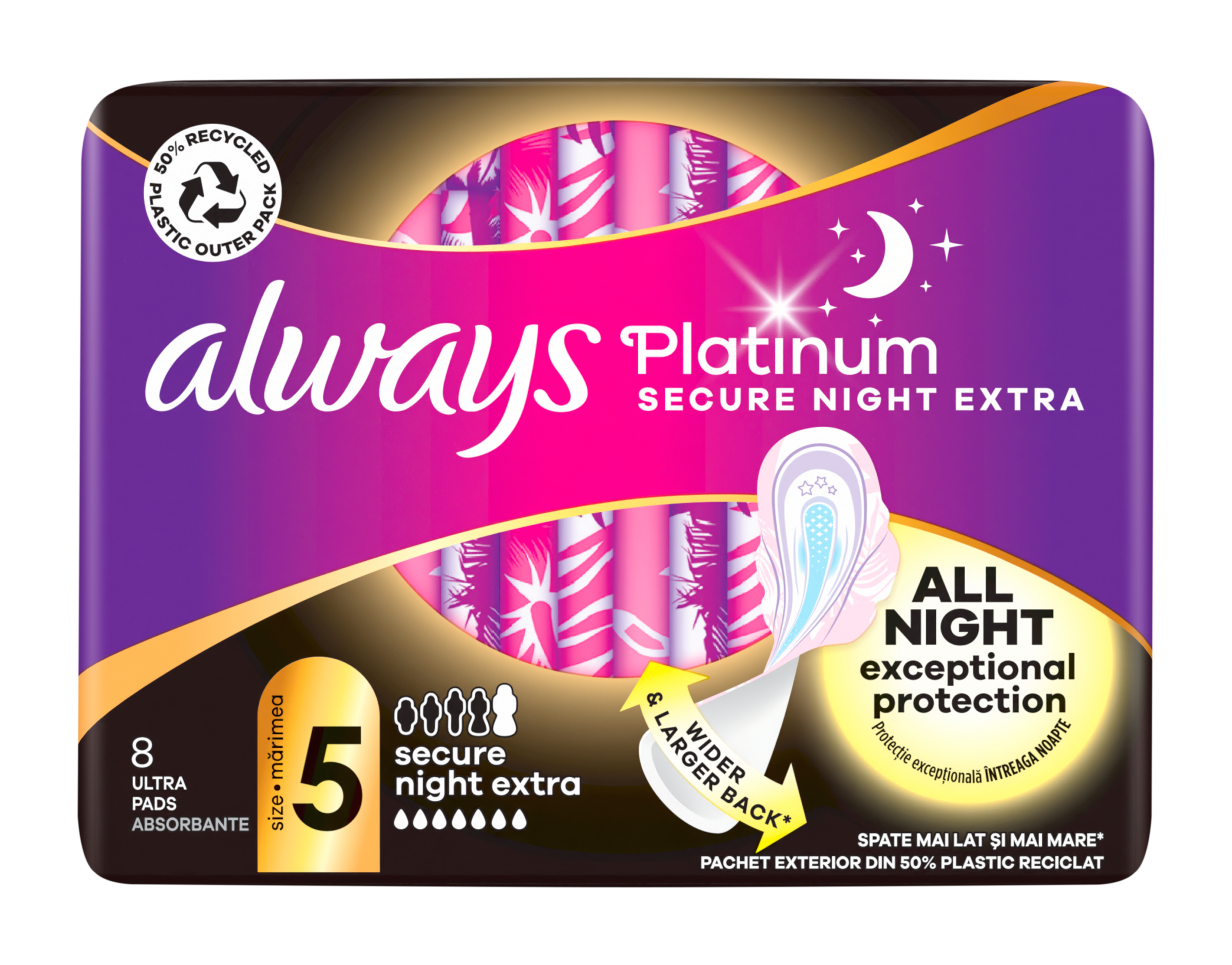 Hygienické vložky s křidélky Platinum Secure Night Extra
