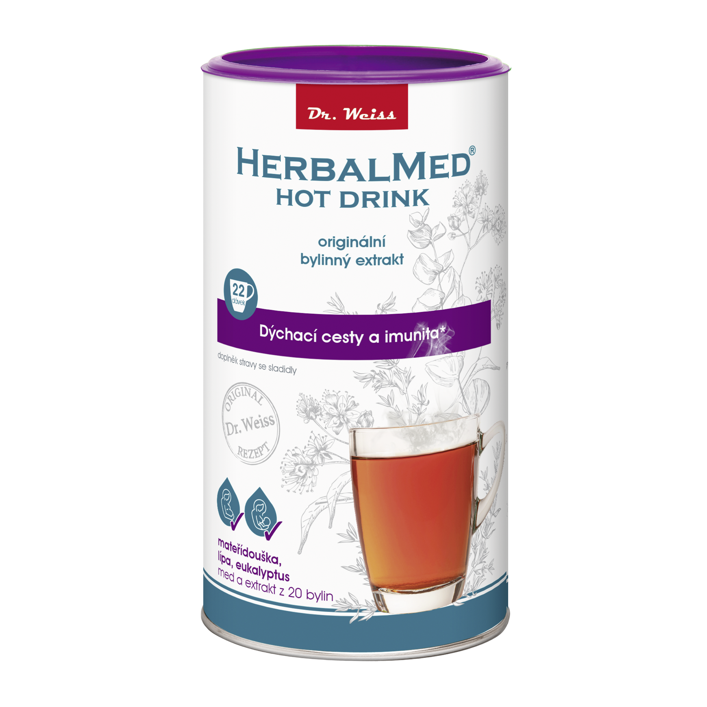 Dr. Weiss HerbalMed HotDrink dýchací cesty a imunita, doplněk stravy 180 g