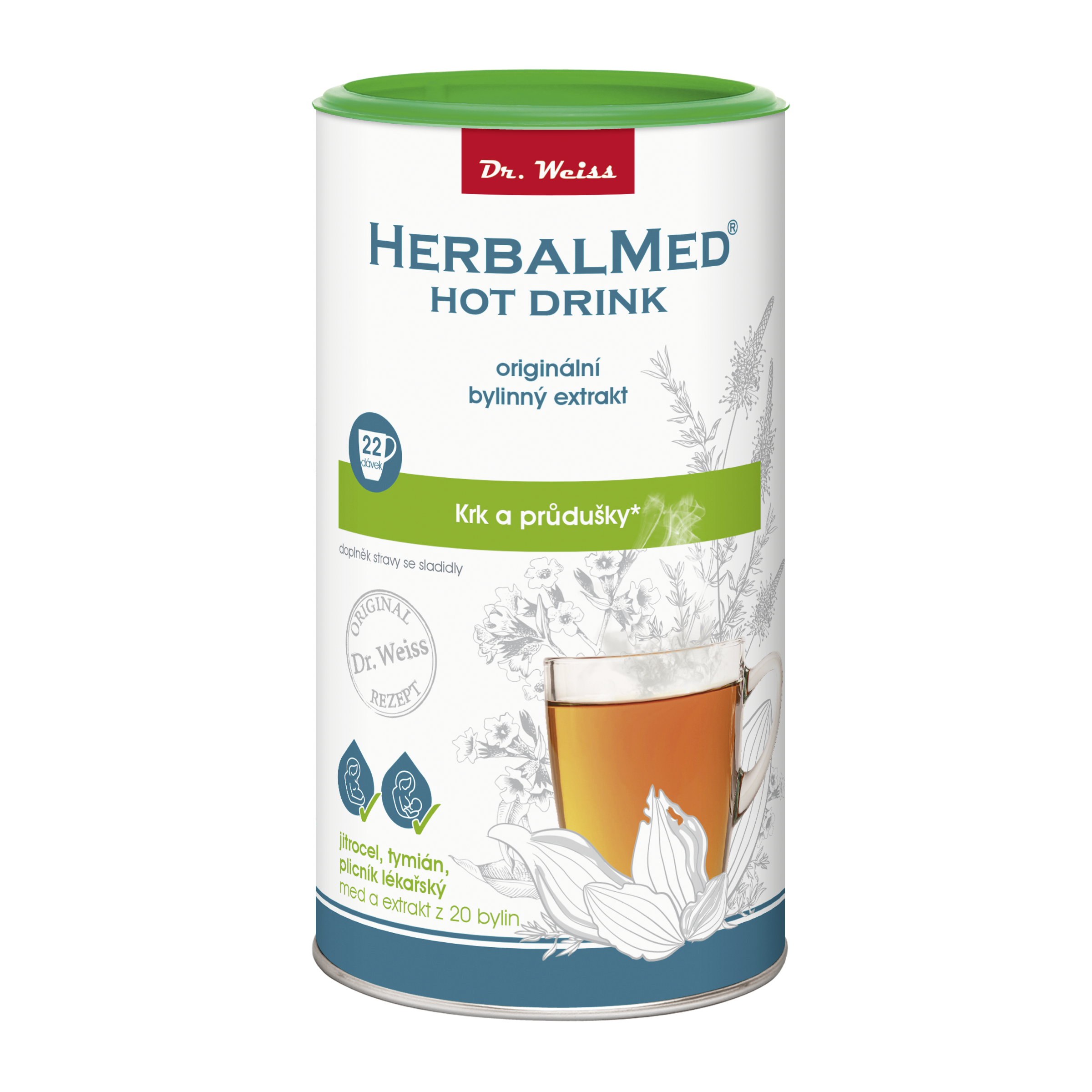 Dr. Weiss HerbalMed HotDrink krk a průdušky, doplněk stravy 180 g