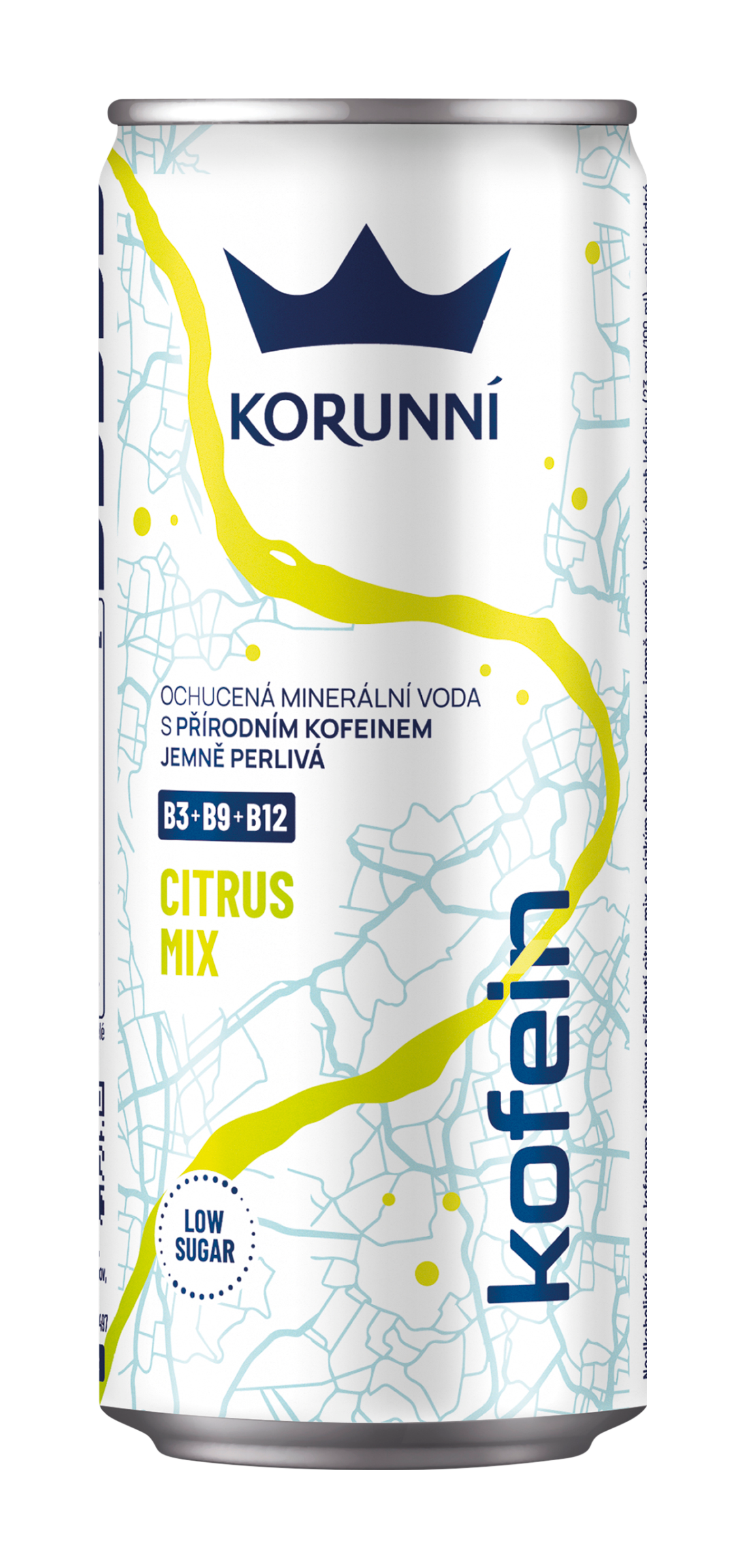 Ochucená minerální voda s přírodním kofeinem jemně perlivá citrus mix