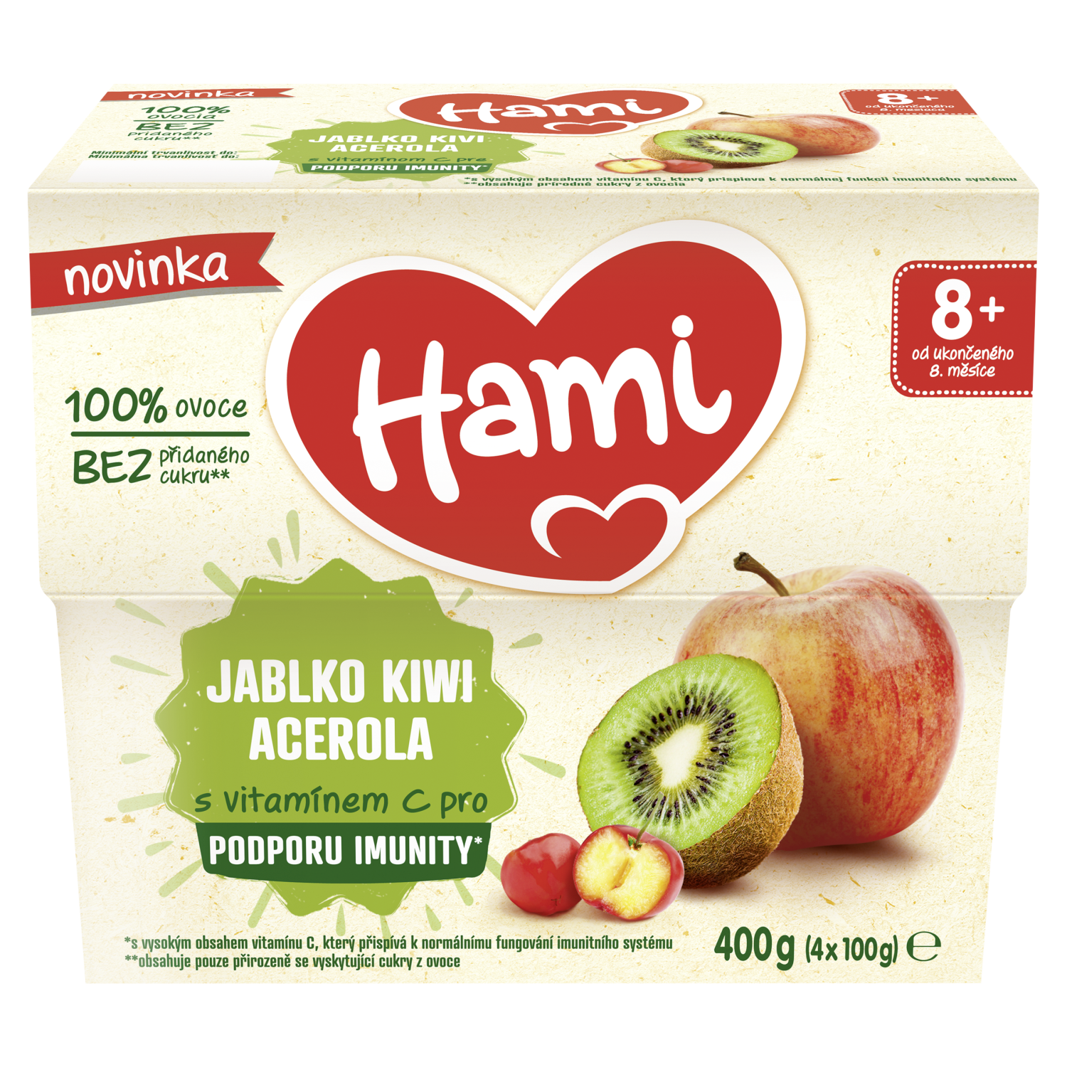 Ovocný příkrm 100% ovoce jablko, kiwi, acerola