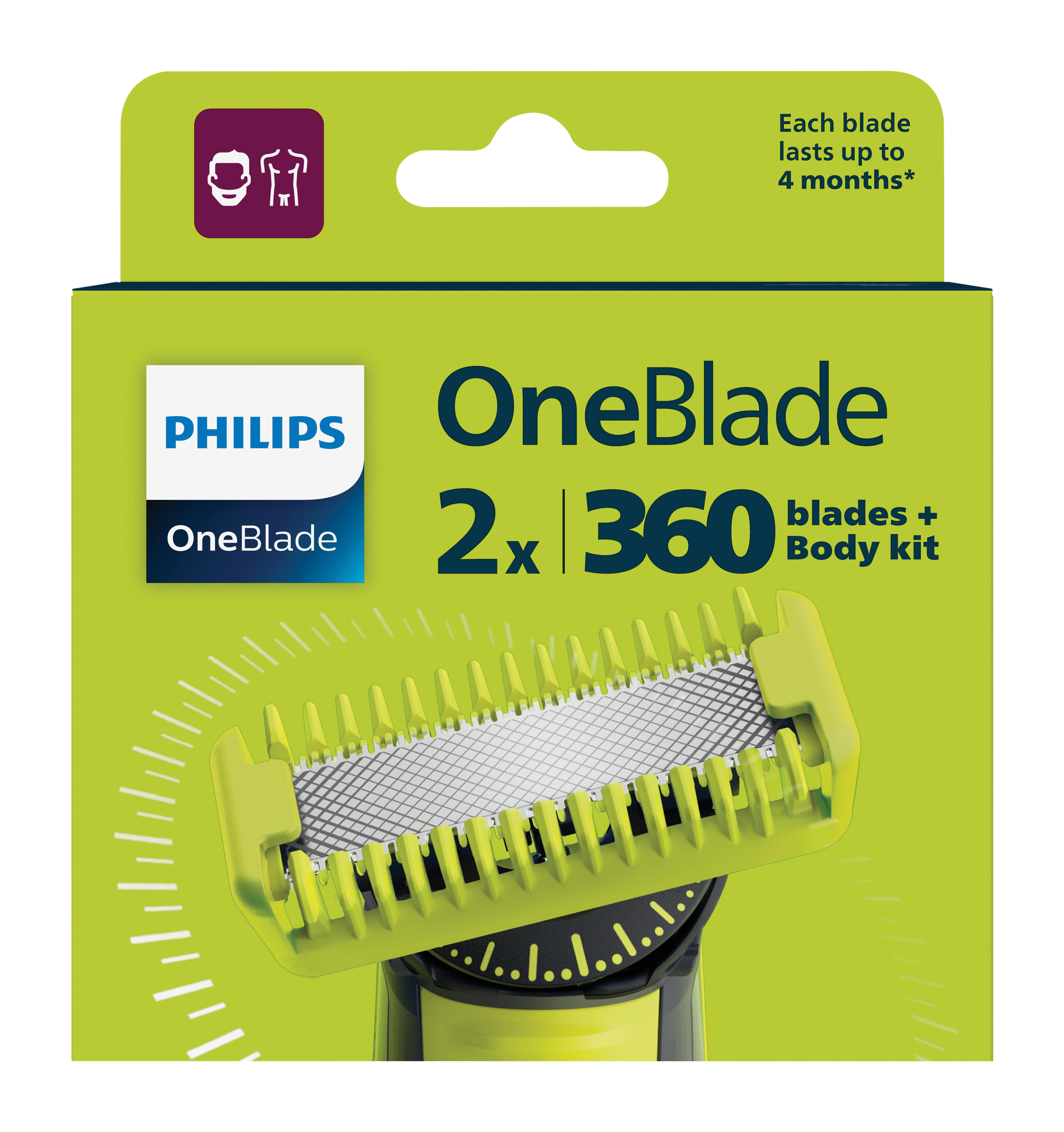 Náhradní břity 360 OneBlade QP624/50 sada na tělo