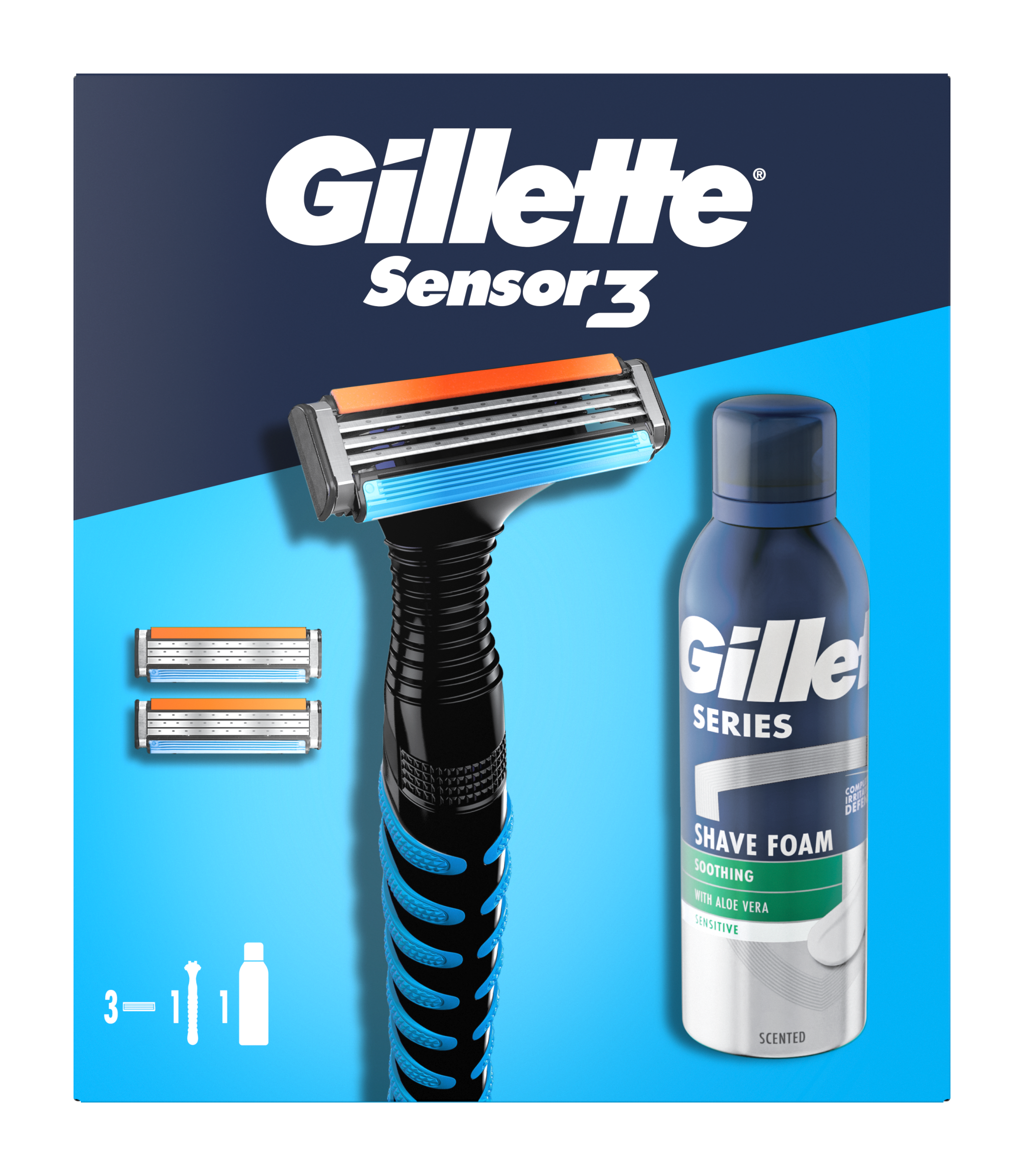 Dárková sada Gillette Sensor3 + pěna na holení