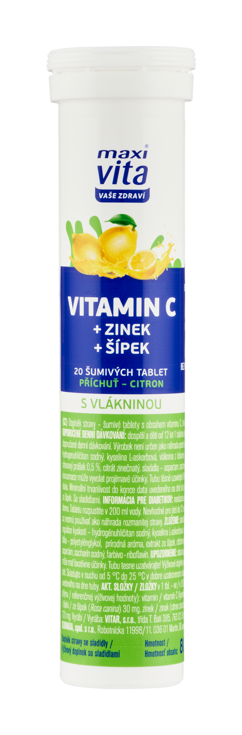 Maxi Vita Šumivé tablety Vitamín C, doplněk stravy 20 ks