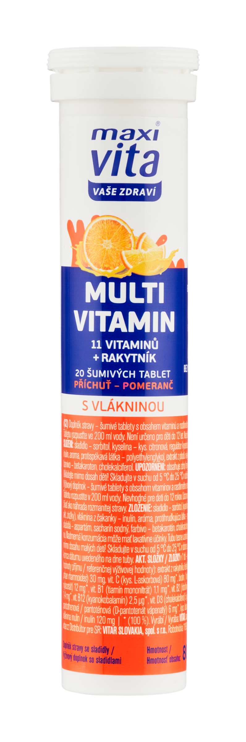 Maxi Vita Šumivé tablety Multivitamin + Rakytník, doplněk stravy 20 ks