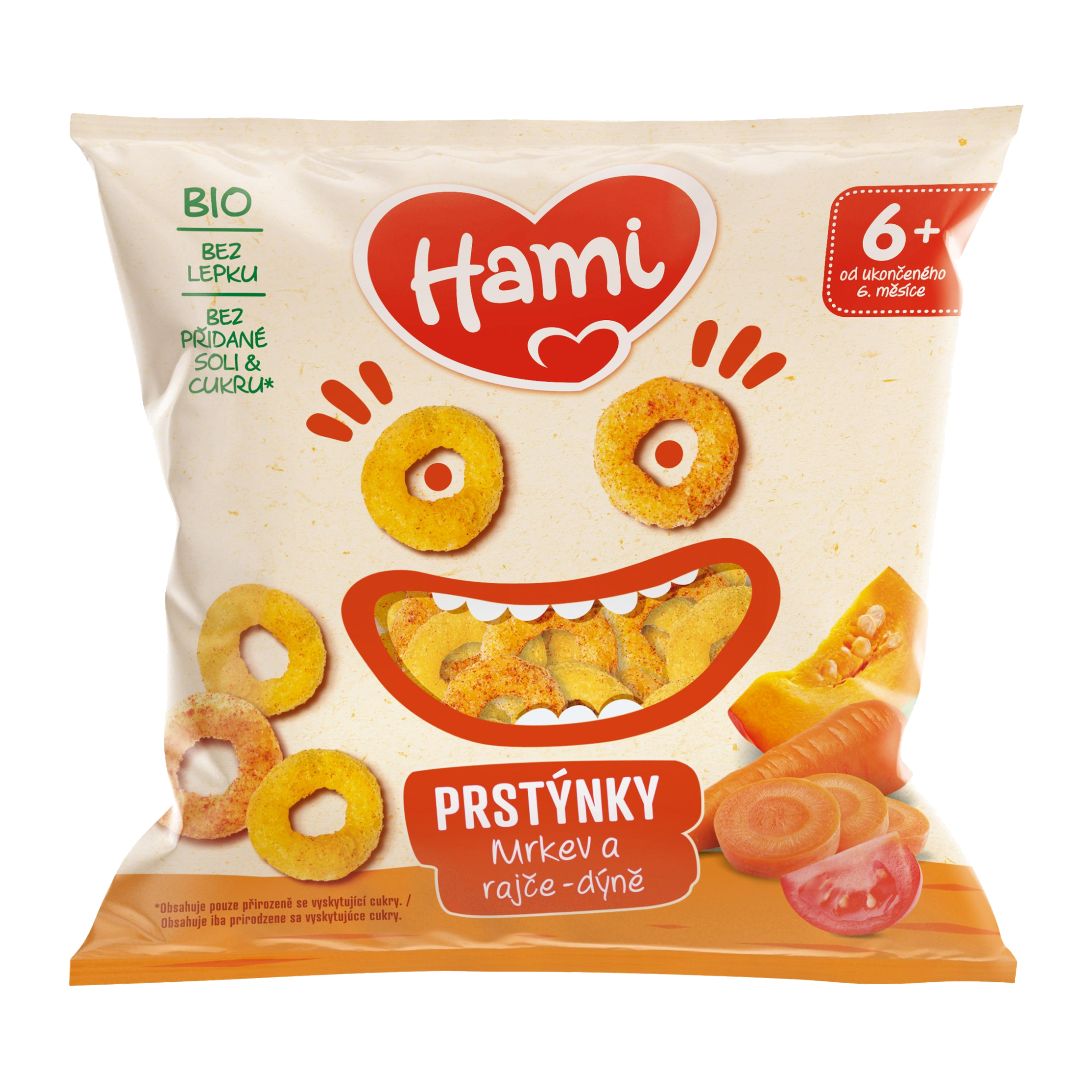 Prstýnky mrkev a  rajče-dýně