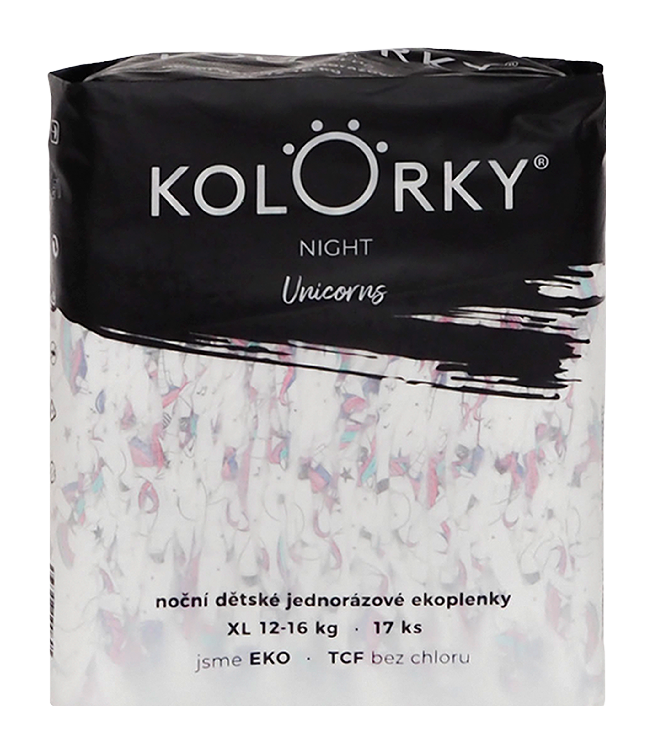 Kolorky Eko pleny Night, 12–16 kg, vel. XL Unicorns 17 ks