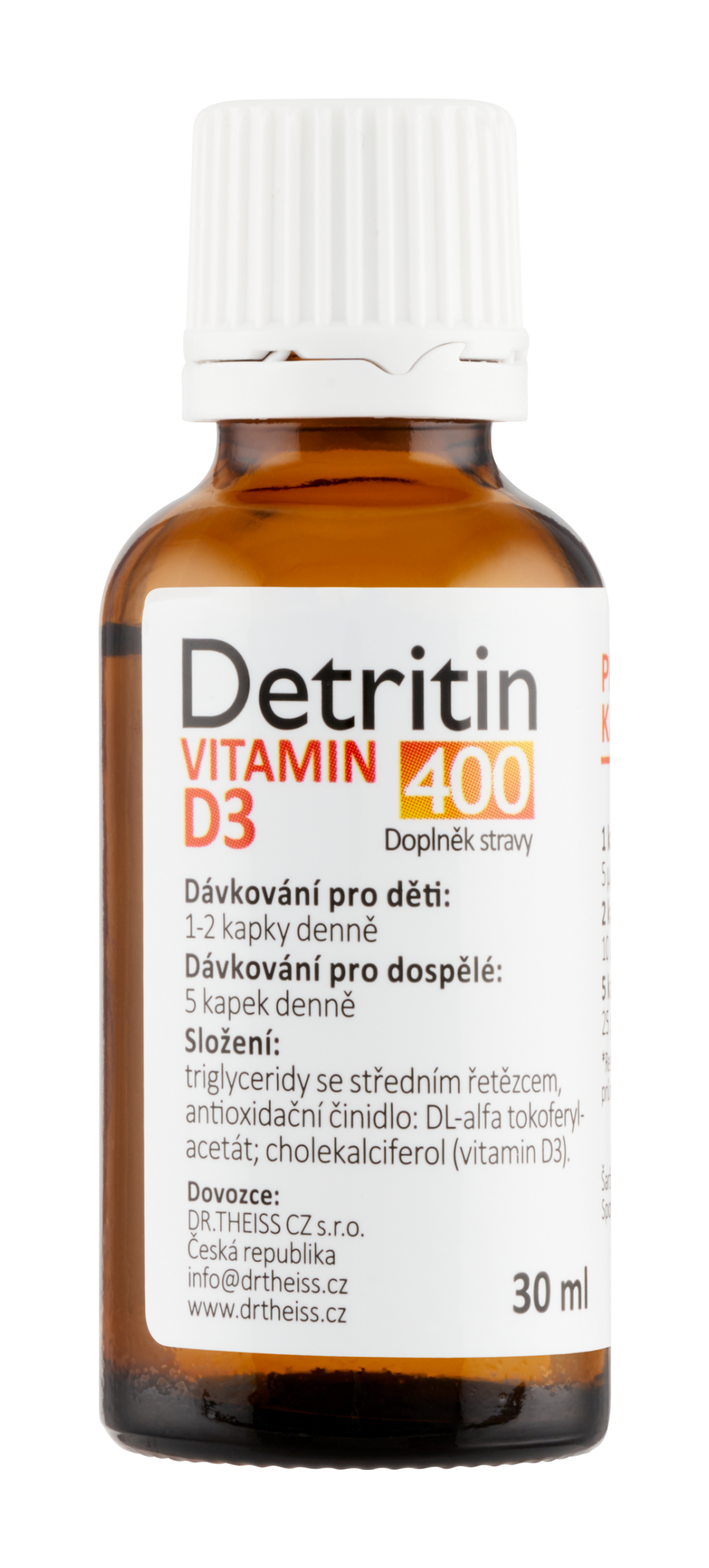 Detritin Kapky s vitaminem D3, doplněk stravy 30 ml