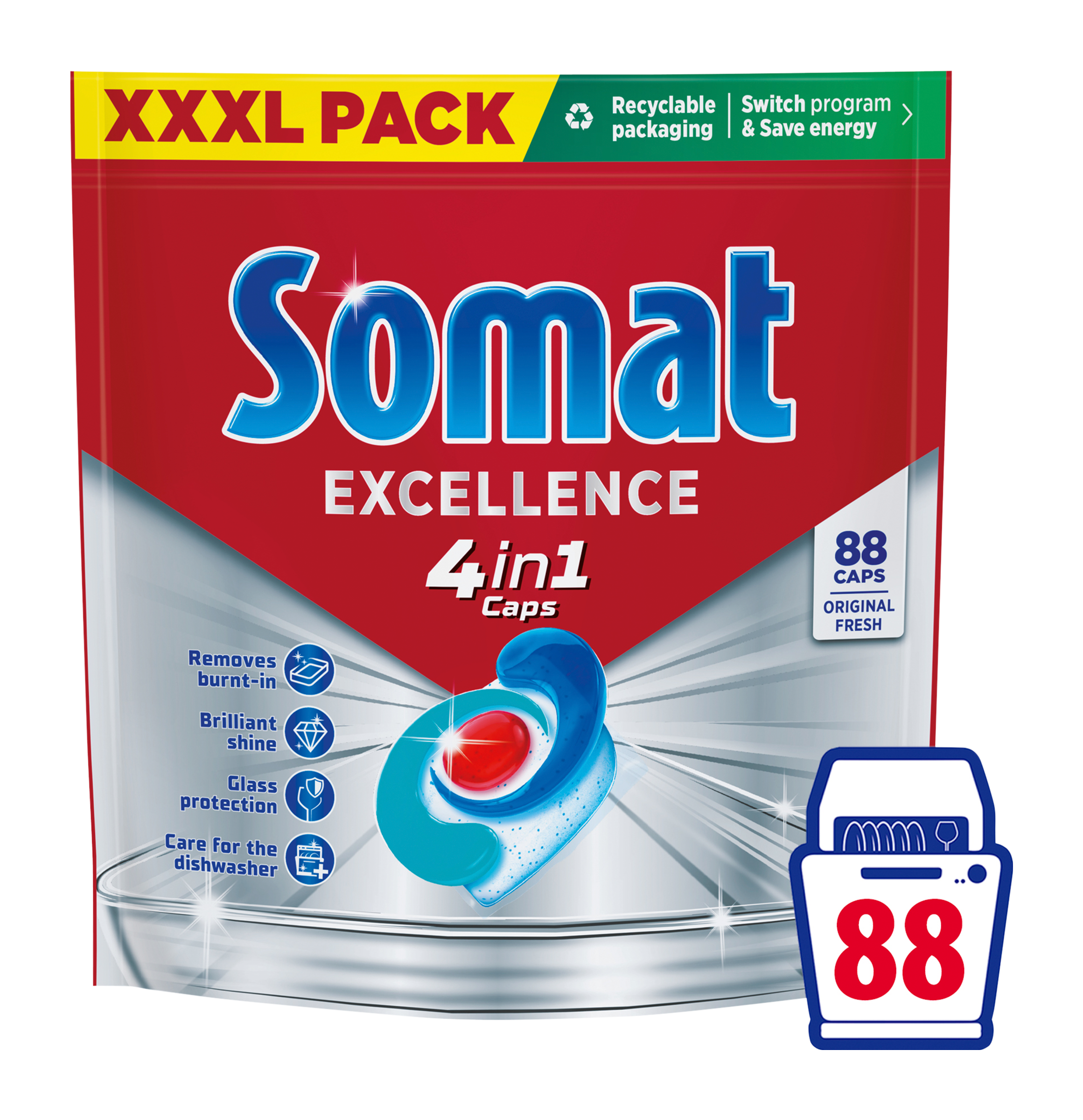 Somat Tablety do myčky Excellence 4 in 1 Original Fresh 88 ks 88 ks