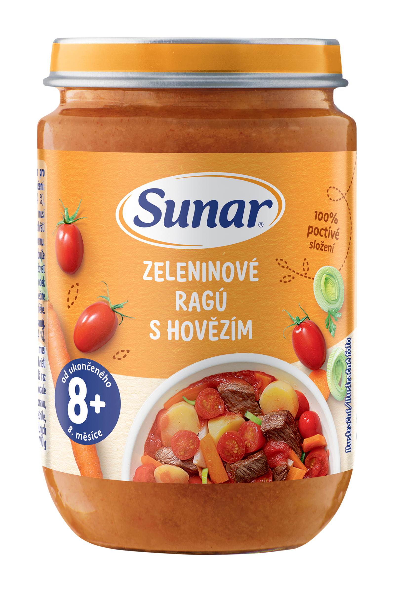Sunar Příkrm zeleninové ragú s hovězím 190 g