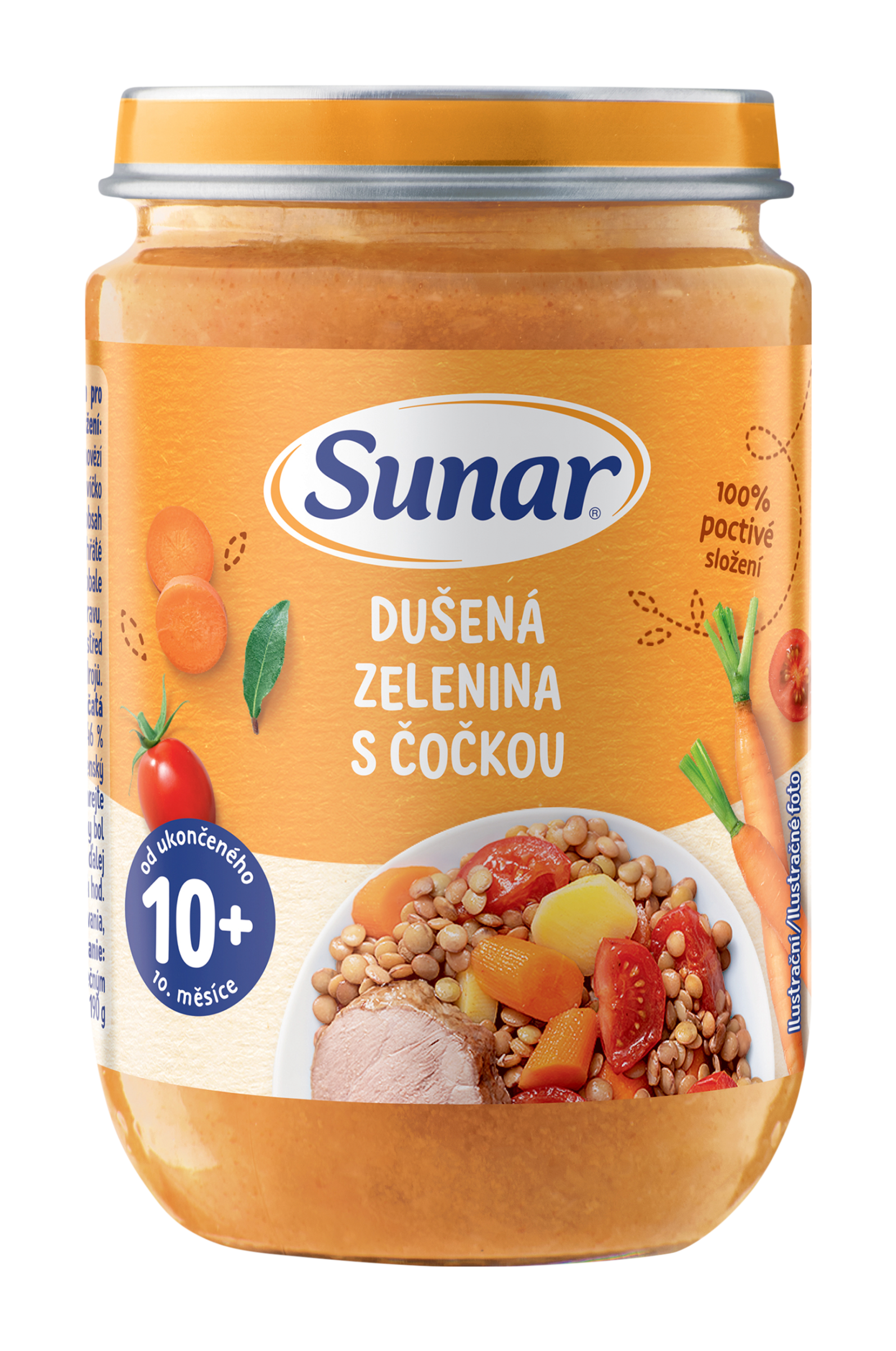 Sunar Příkrm dušená zelenina s čočkou 190 g