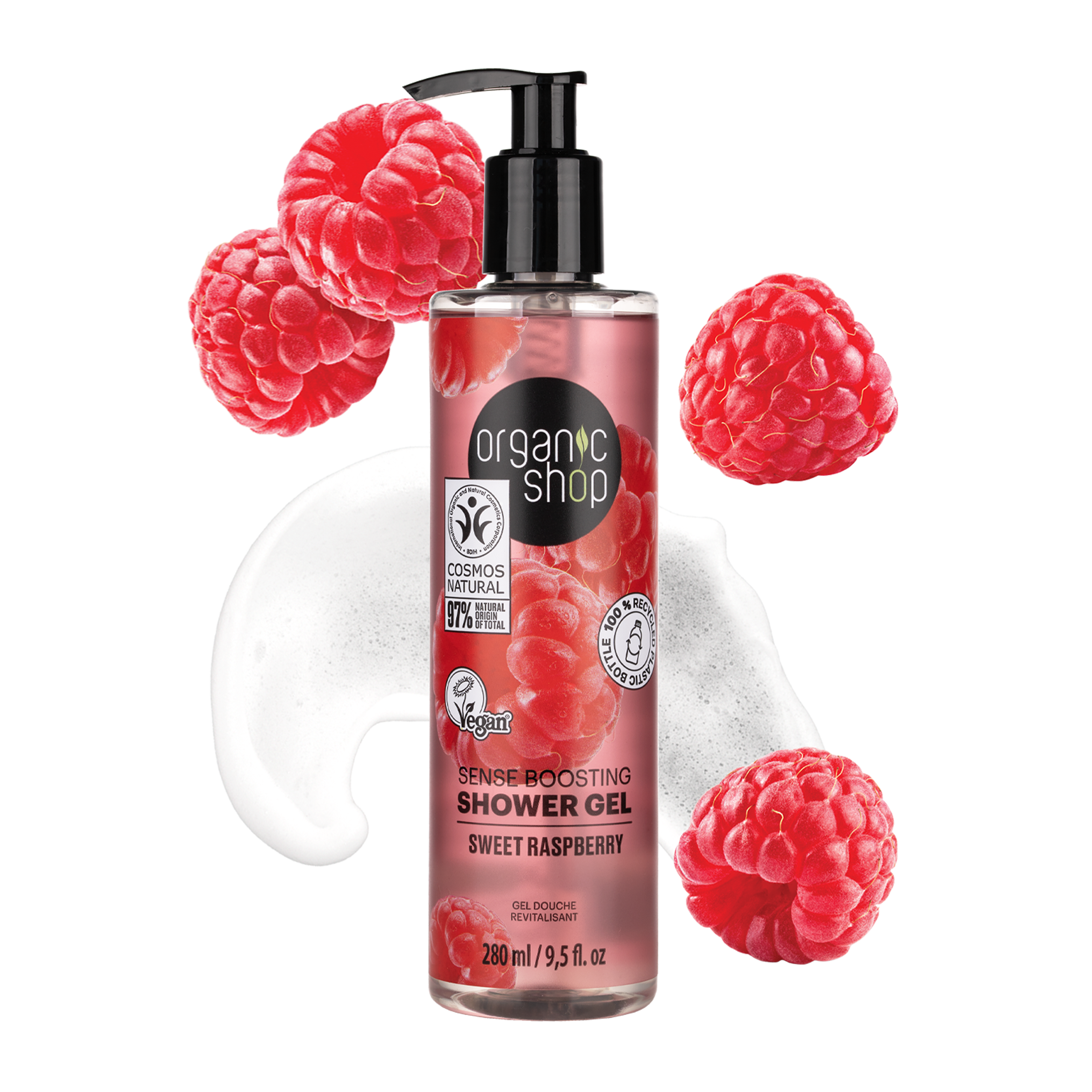 Organic Shop Povzbuzující sprchový gel Sladká malina 280 ml